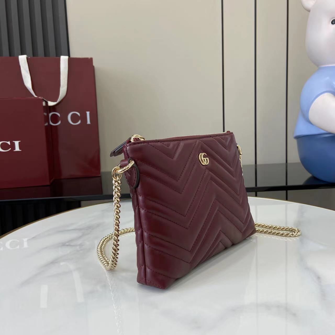 Gucc* GG Marmont Chain Wallet(21*15*3.5CM)