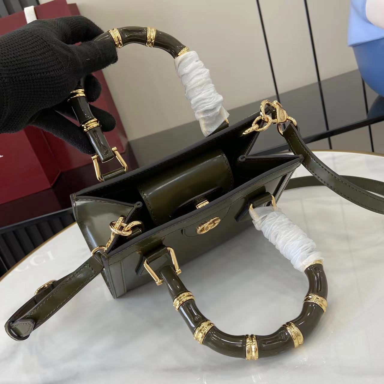 Gucc* Diana Bamboo Top Handle Bag(20*16*10CM)