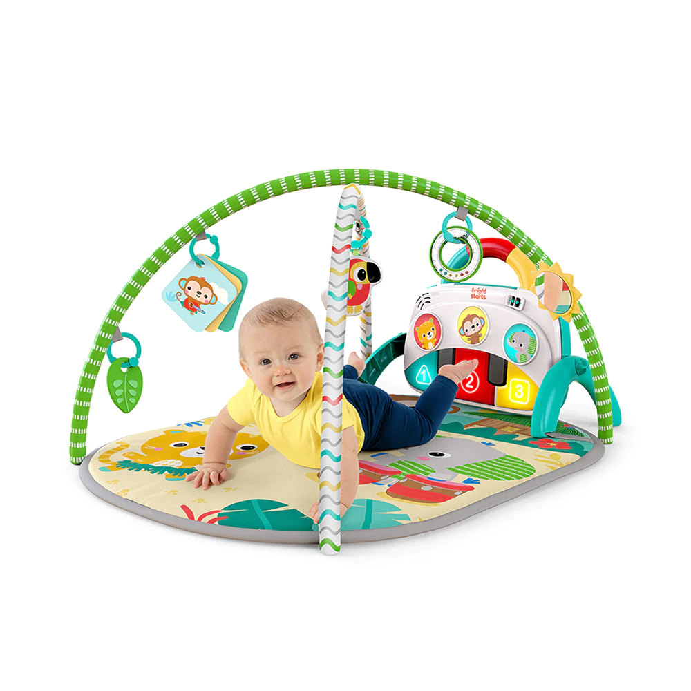 Bright Starts 4-in-1 Groovin’ Kicks Piano & Drum Kick Gym Tropical Safari