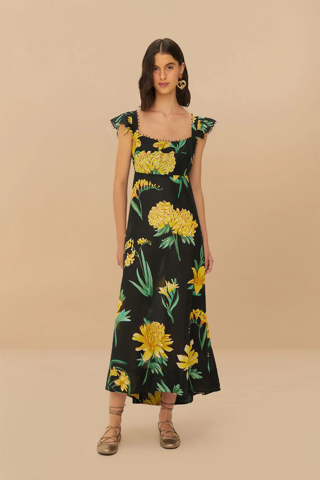 Black Alice Flowers Maxi Dress