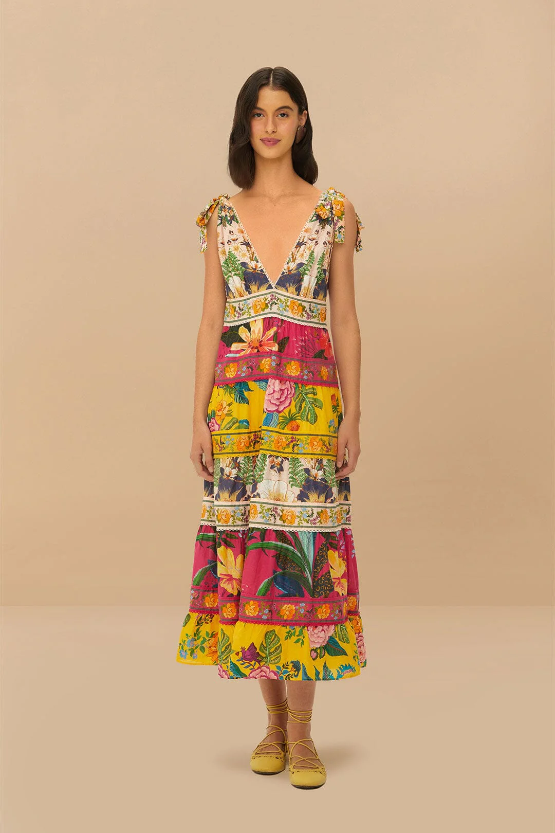 Mixed Flowers Midi Dress