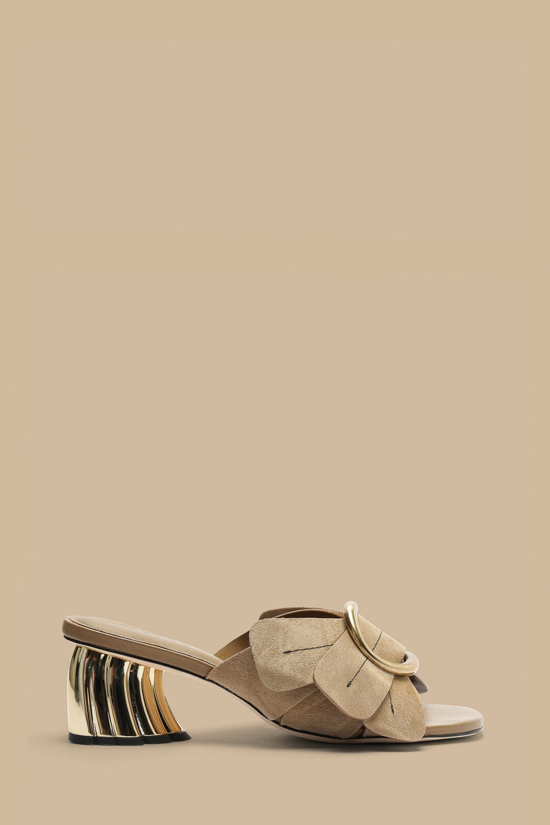 Taupe Daisy Heeled Mule