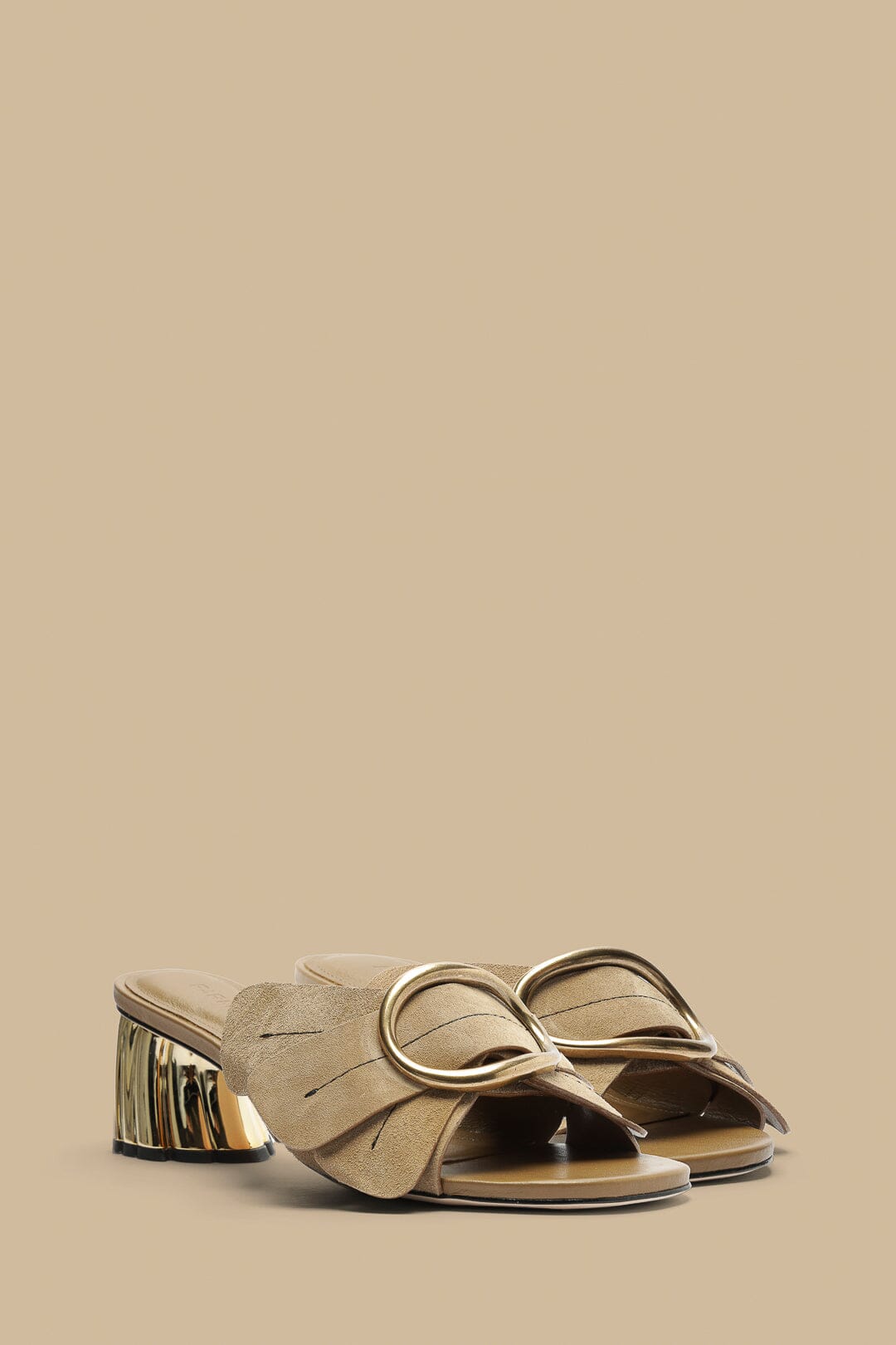Taupe Daisy Heeled Mule
