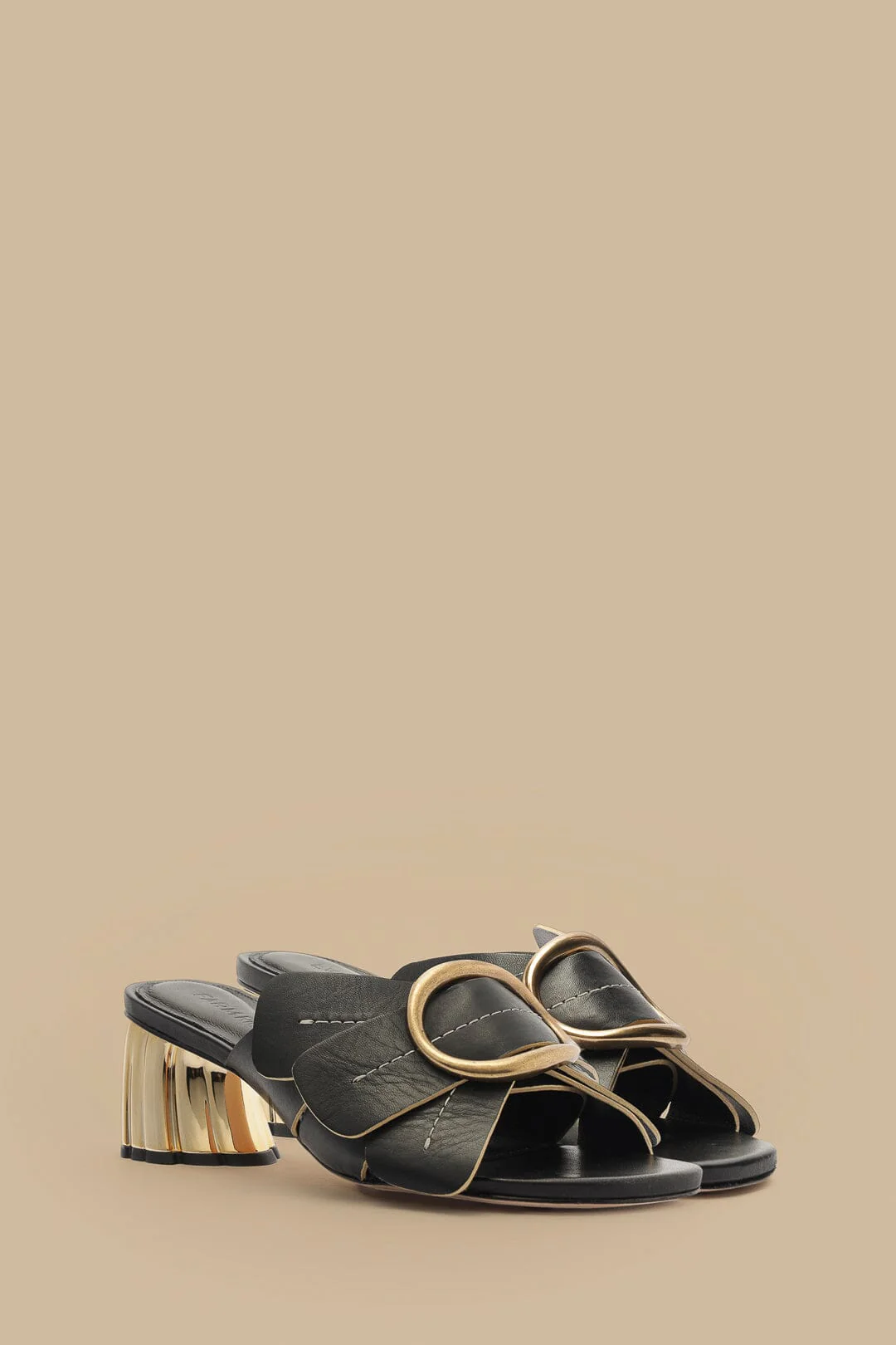 Black Daisy Heeled Mule