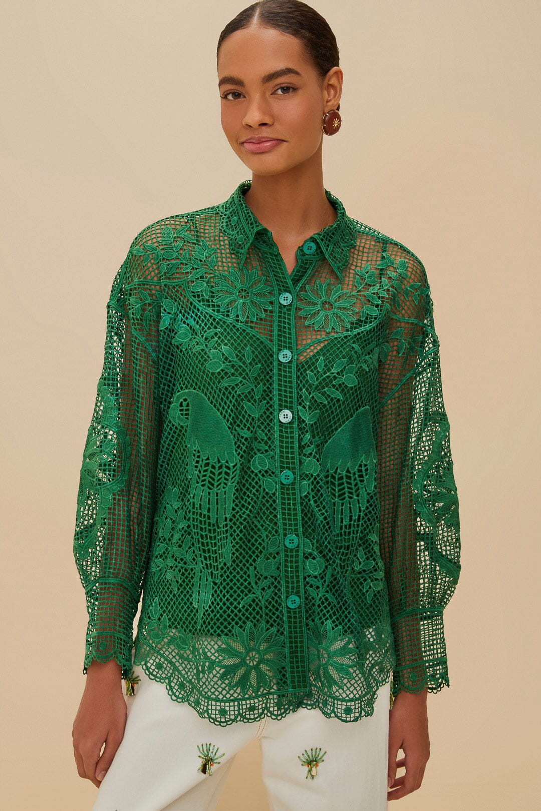 Green Landscape Guipure Shirt