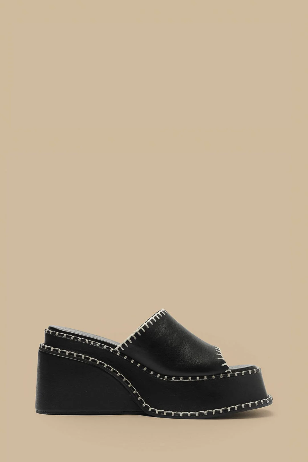 Black Wedge Mule Sandal