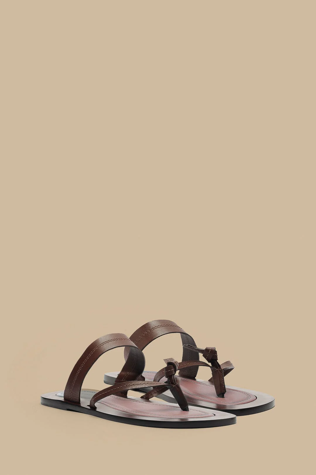 Coffee Tie Flat Sandal