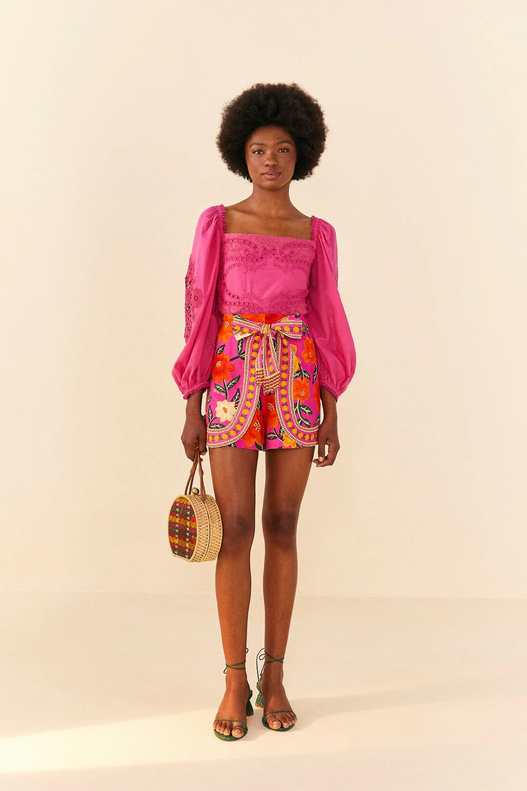Pink Flower Tapestry Shorts