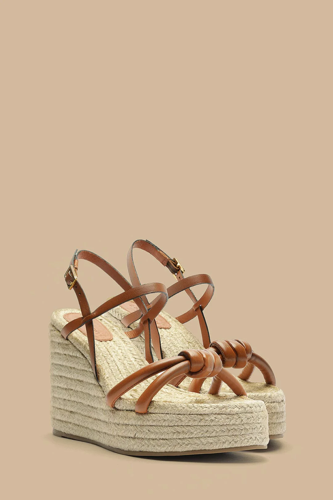 Camel Knot Wedge Sandal