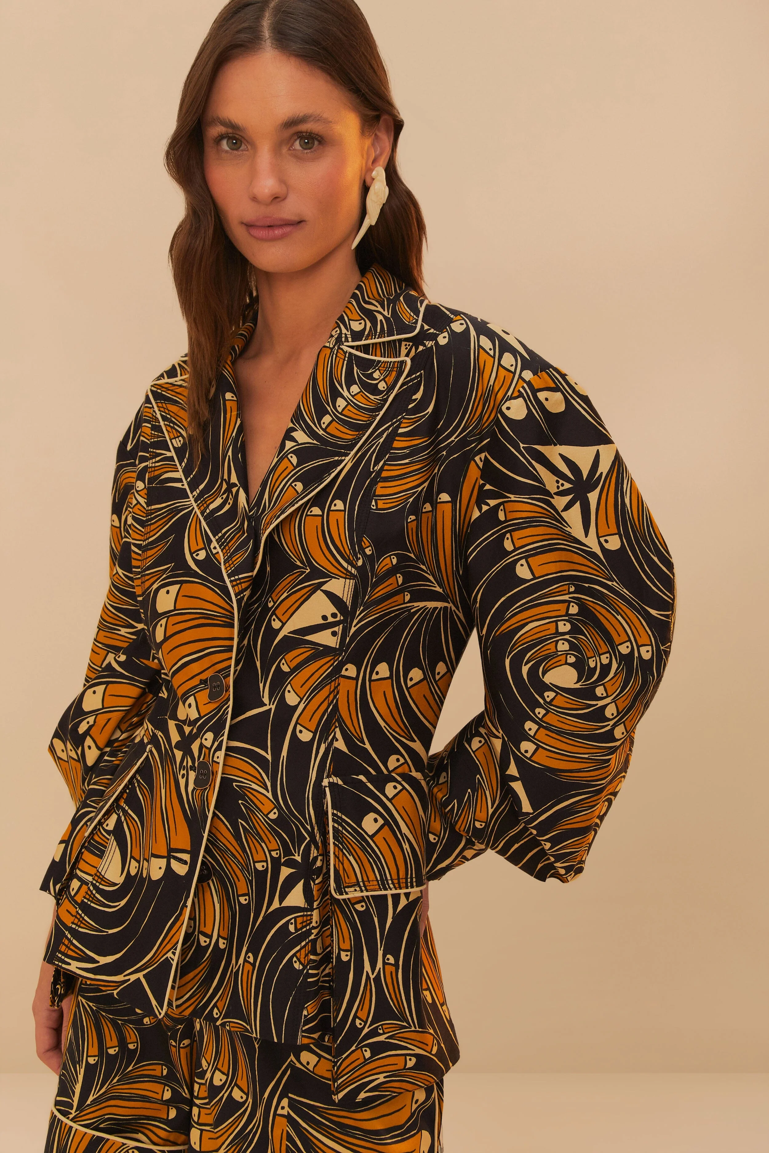 Black Toucans Spirals Blazer
