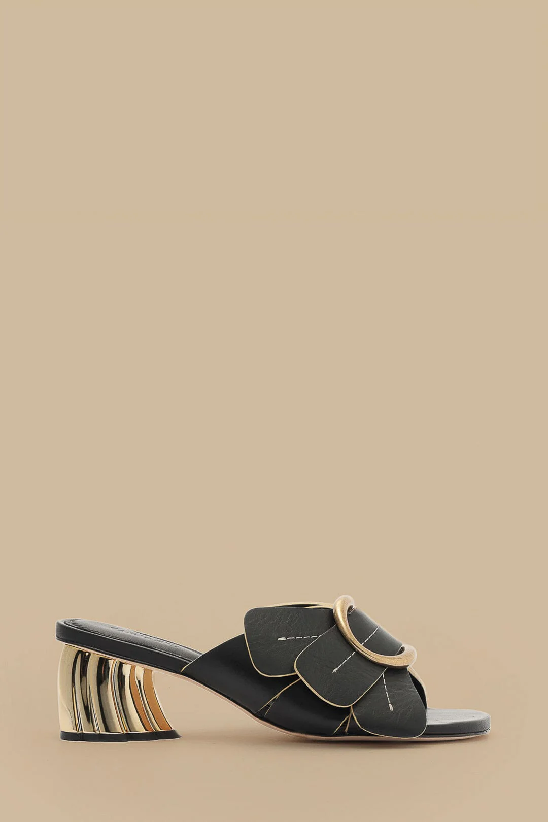 Black Daisy Heeled Mule