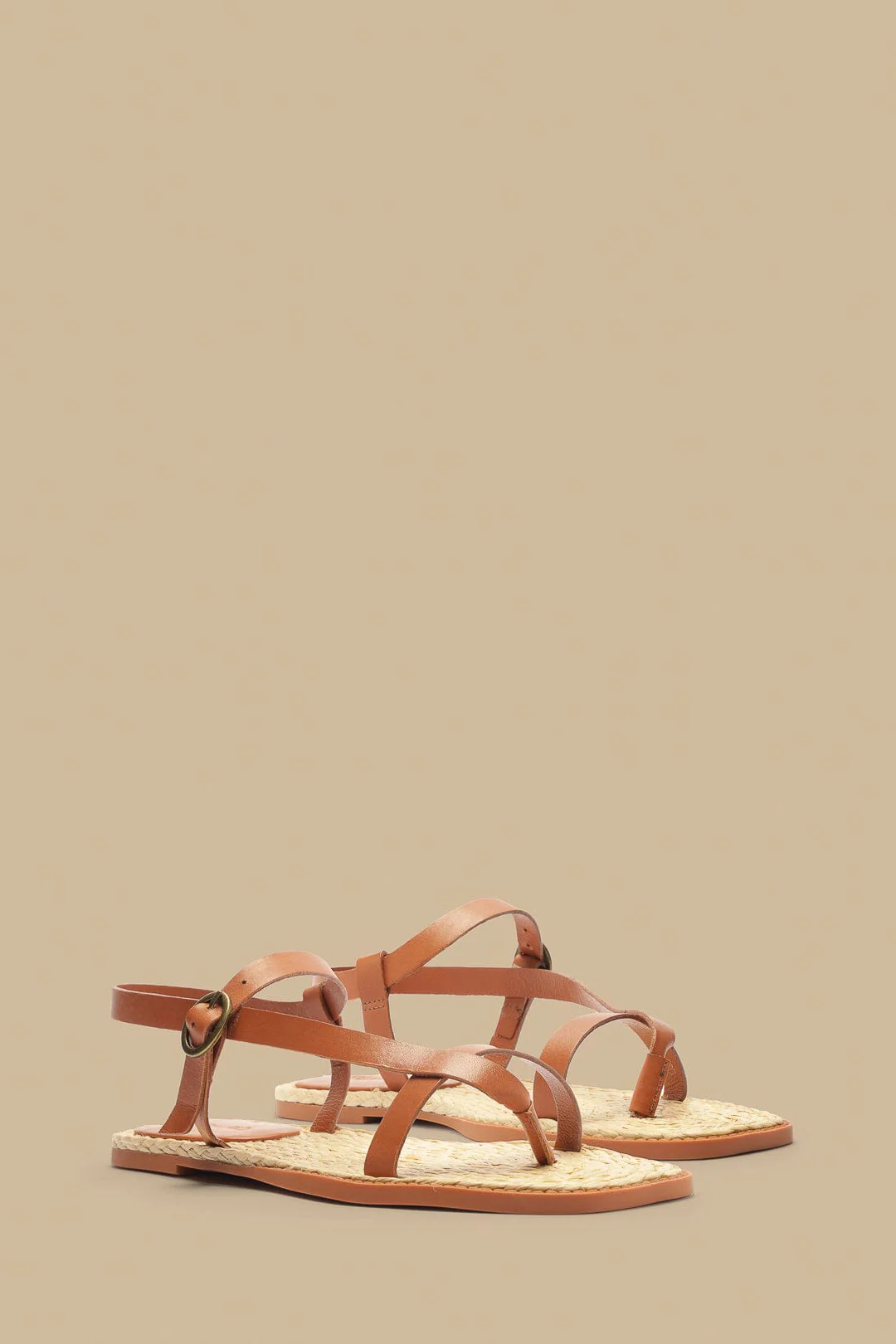 Camel Cross Strap Sandal