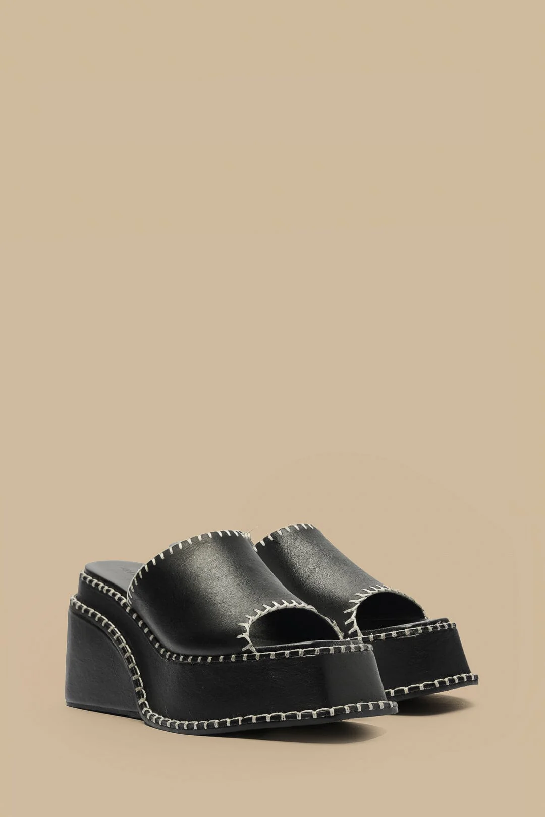 Black Wedge Mule Sandal