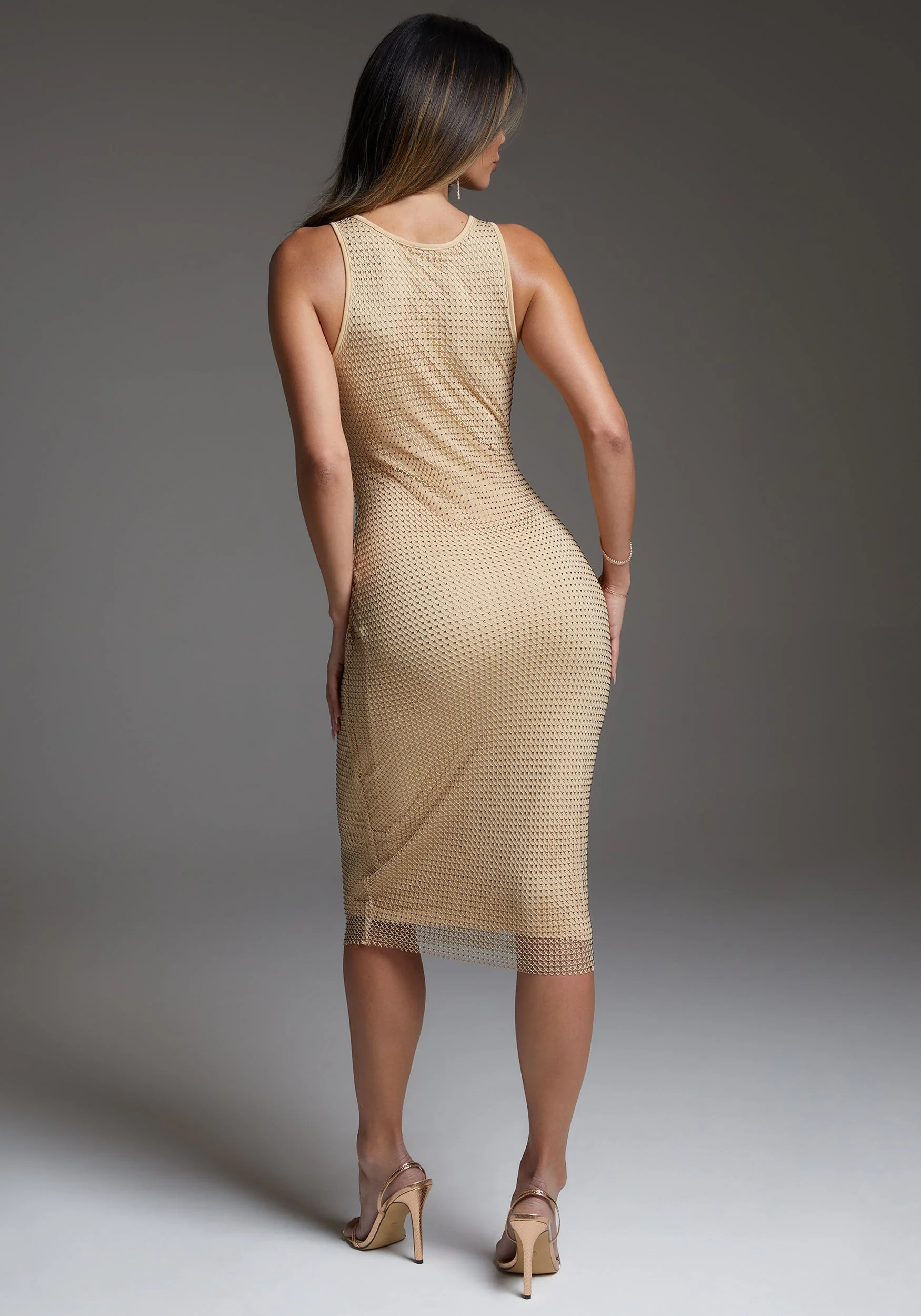 Diamante Crystal Mesh Tank Dress