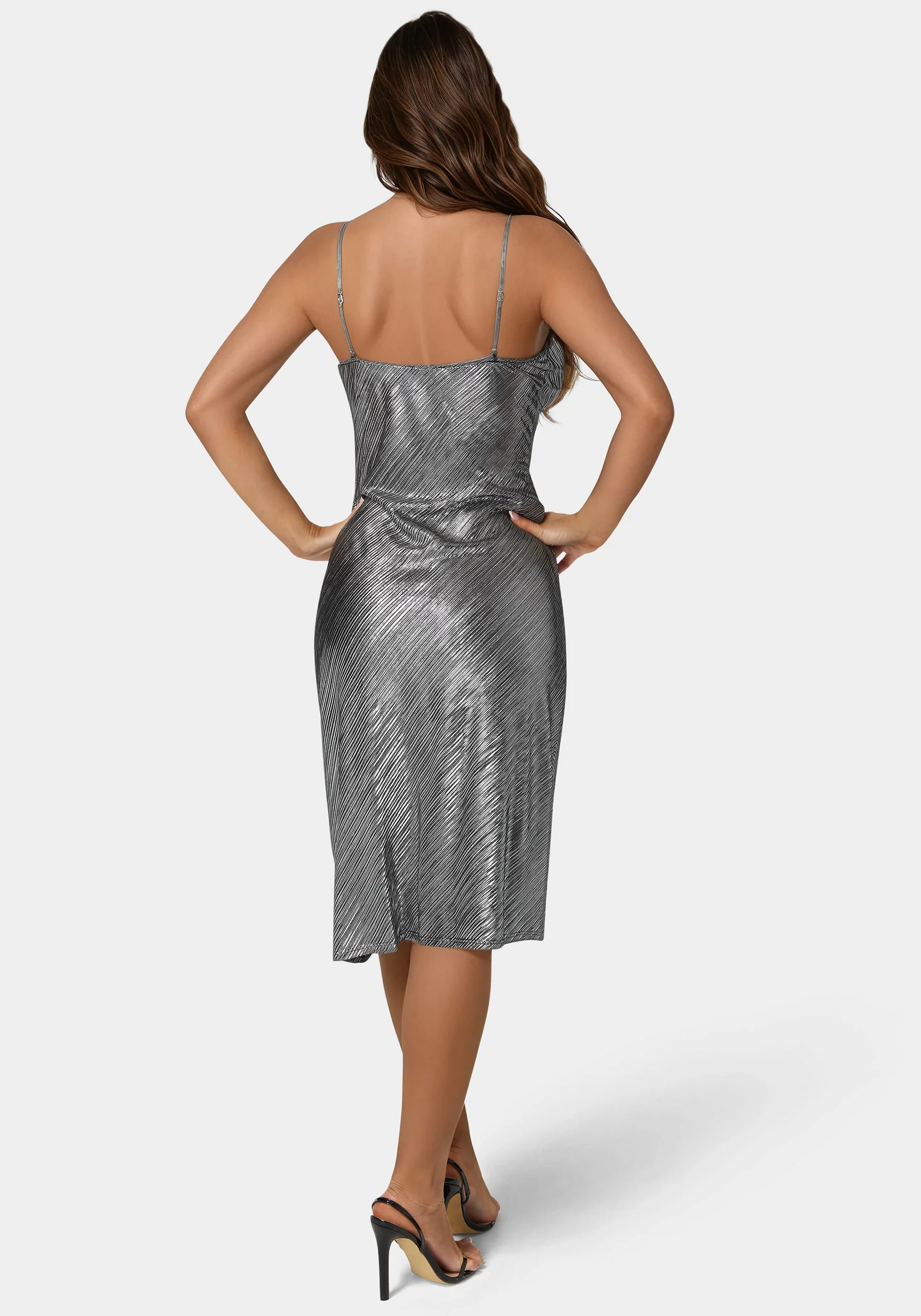 Metallic Dulce Pleat Midi Dress