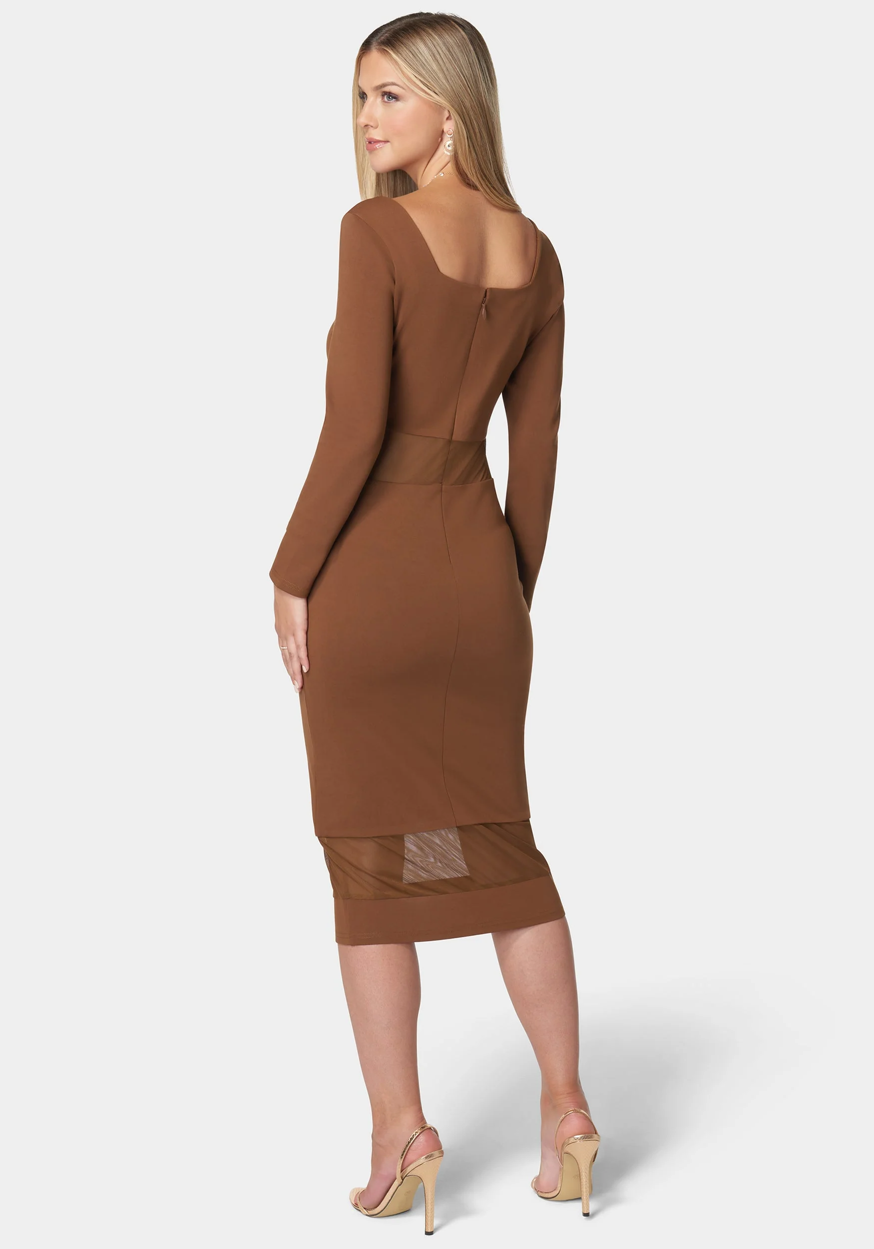 Square Neck Mesh Inset Dress