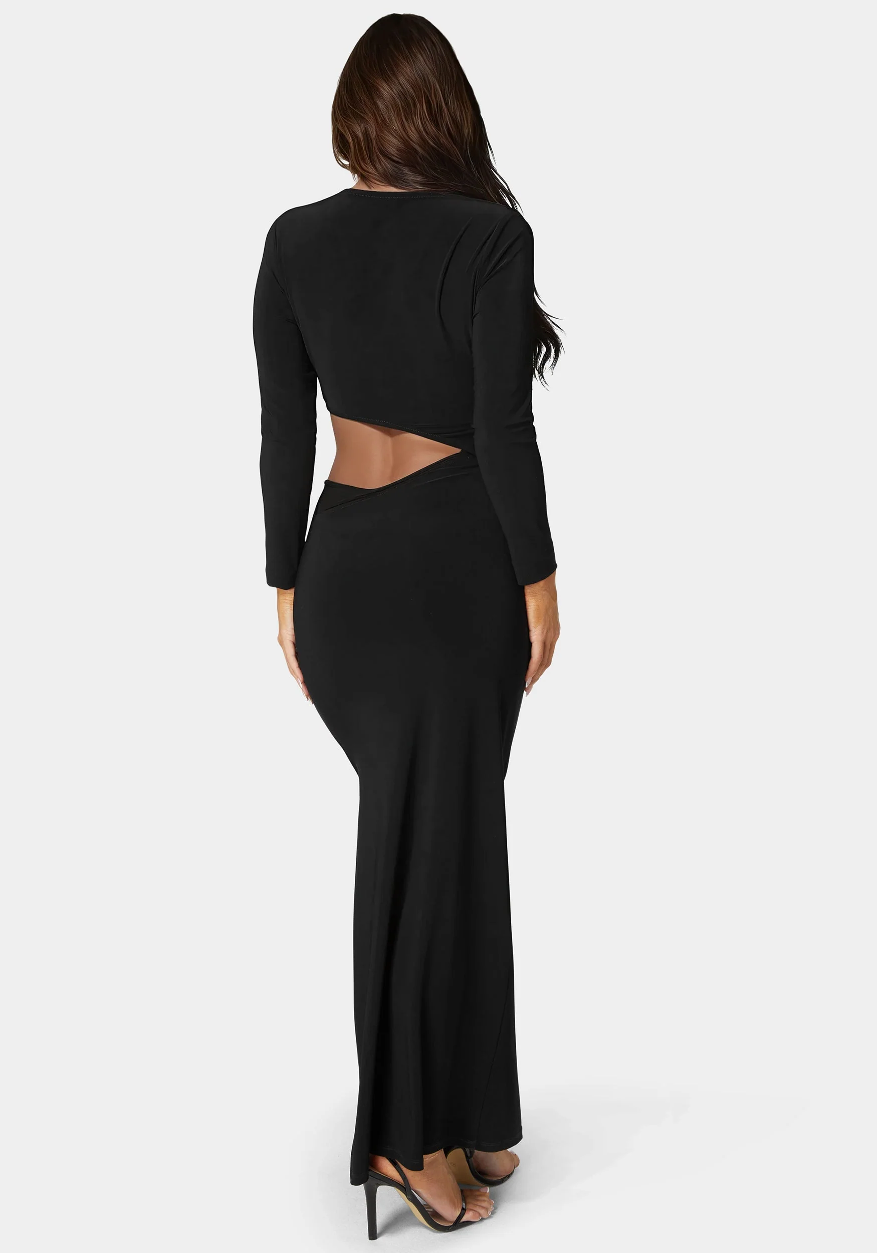 Asymmetric Cut Out Long Sleeve Maxi Dress
