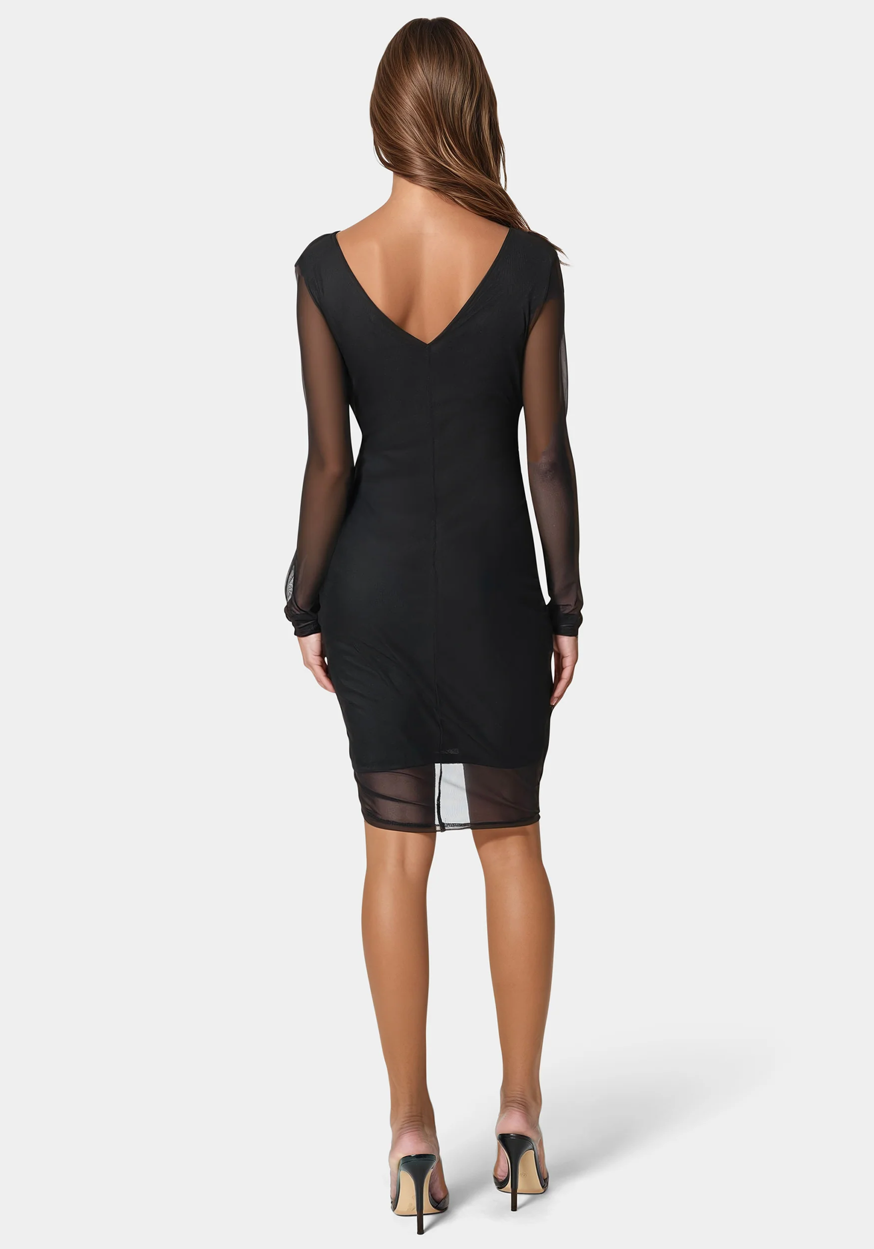 Powermesh Midi Dress With Side Shirring