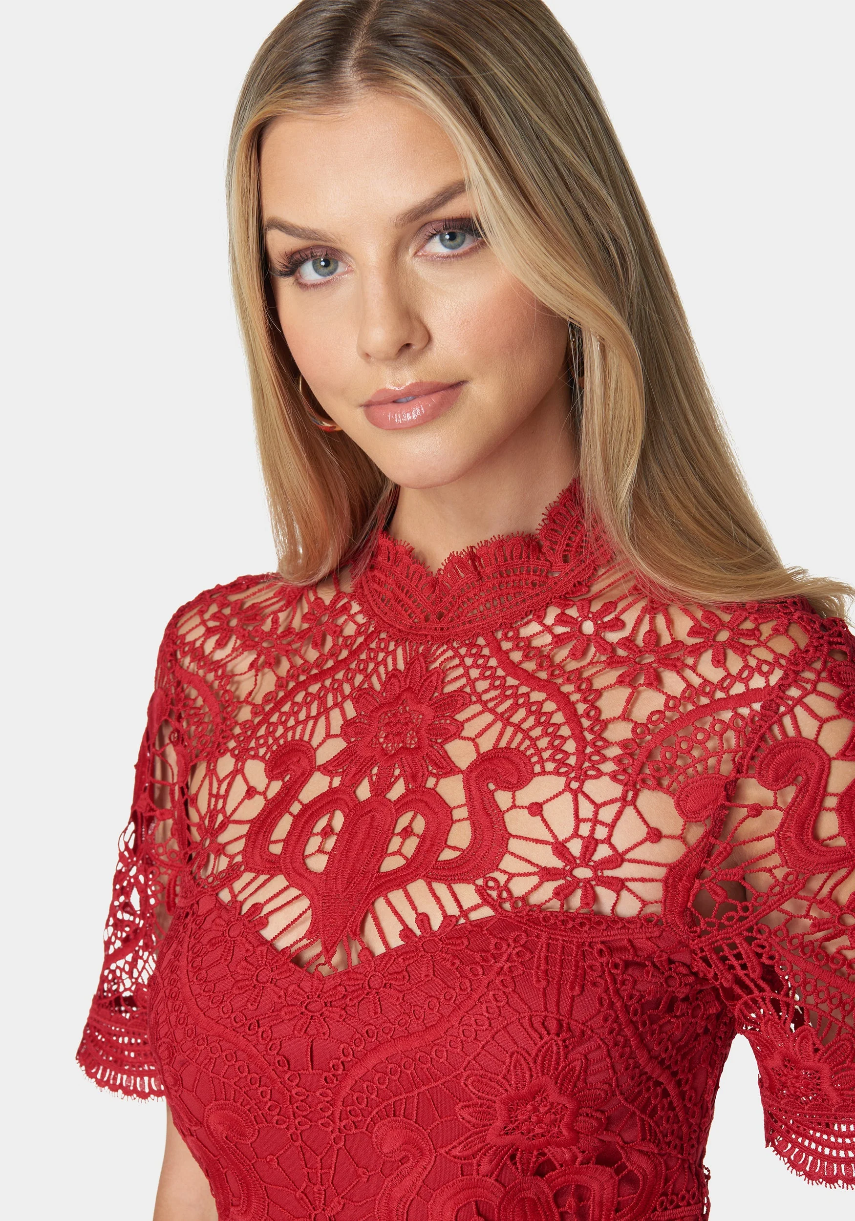 Flounce Lace Mini Dress