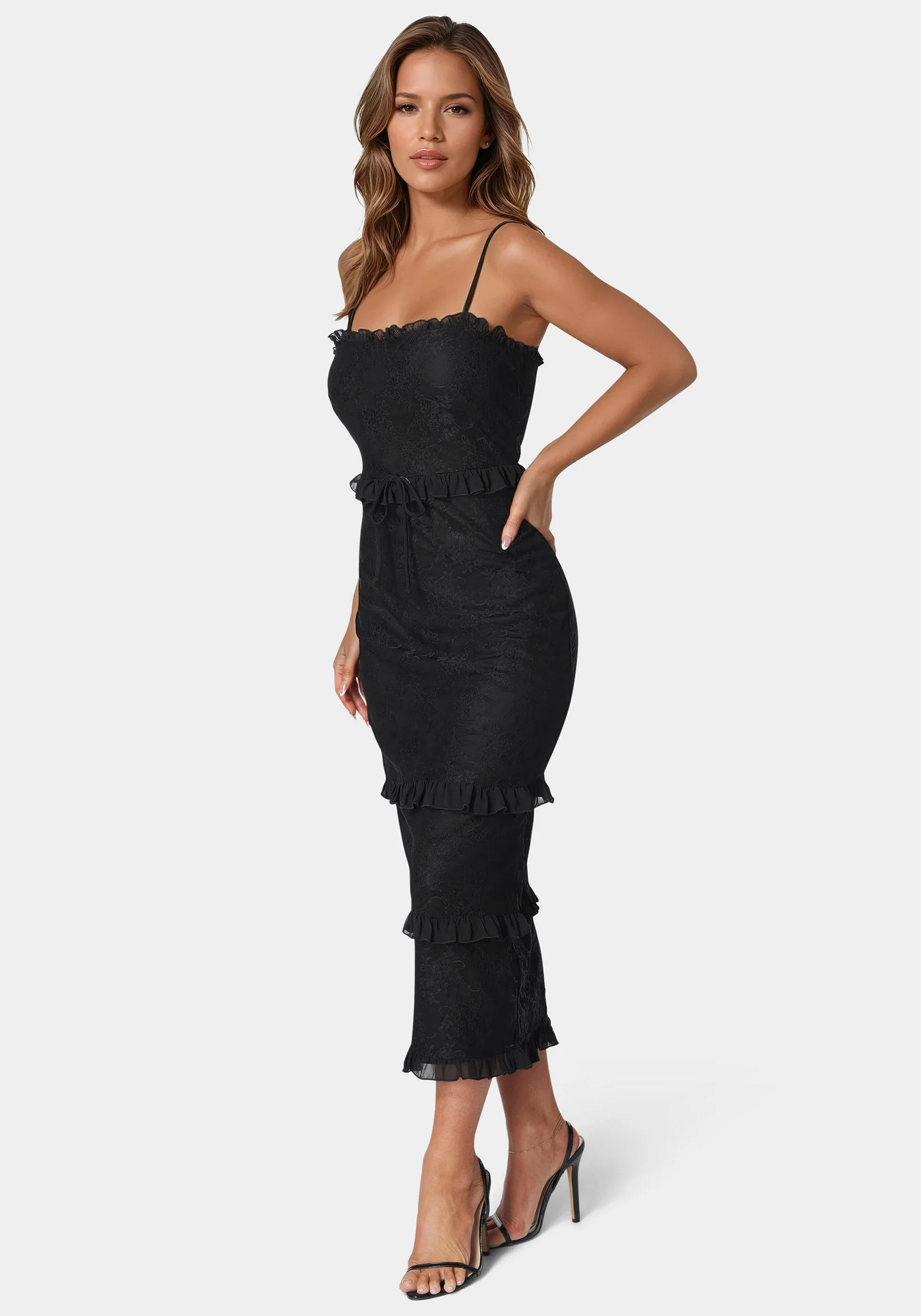 Lace Maxi With Ruffle Dress