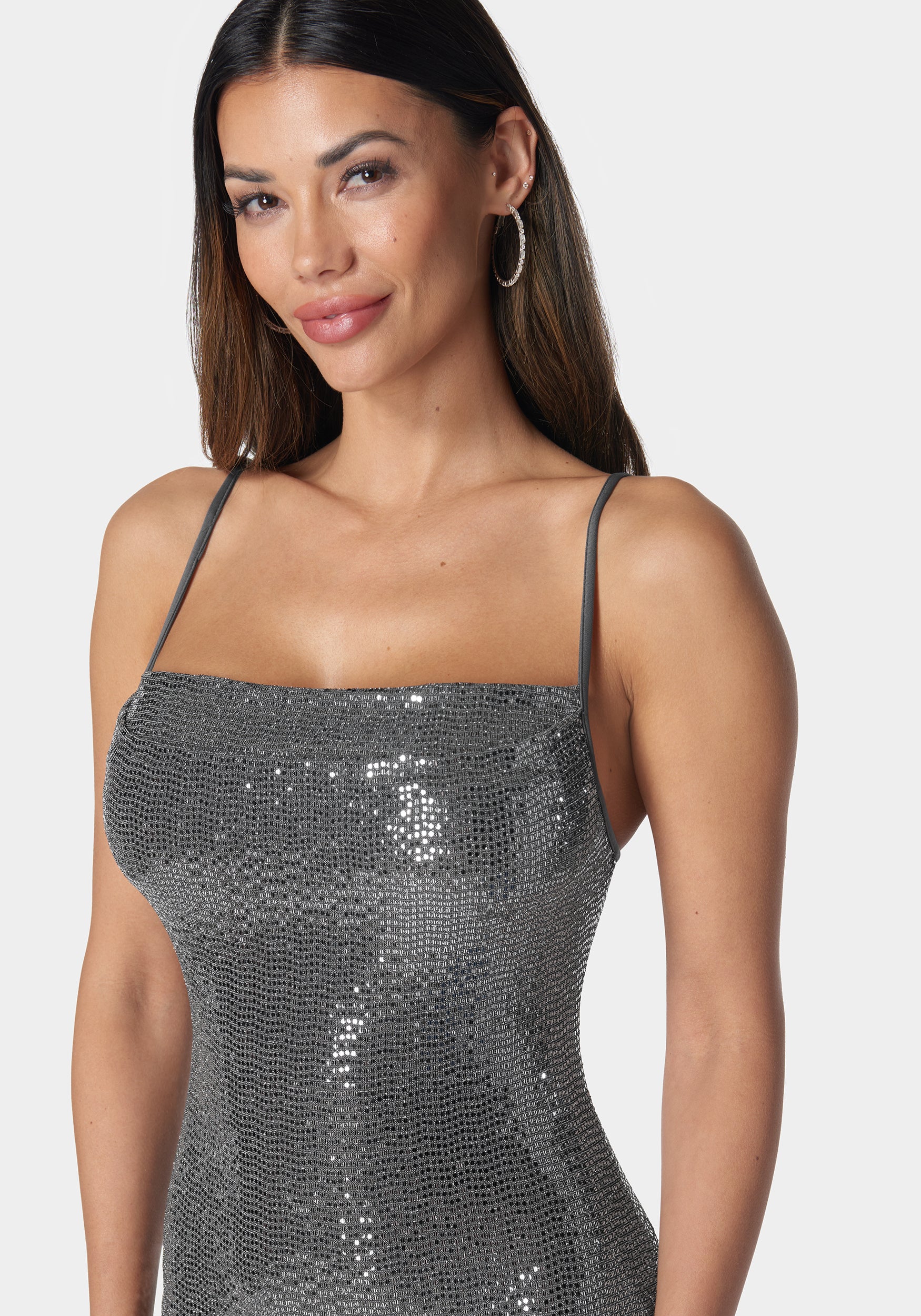 Cowl Neck Shimmer Maxi Dress