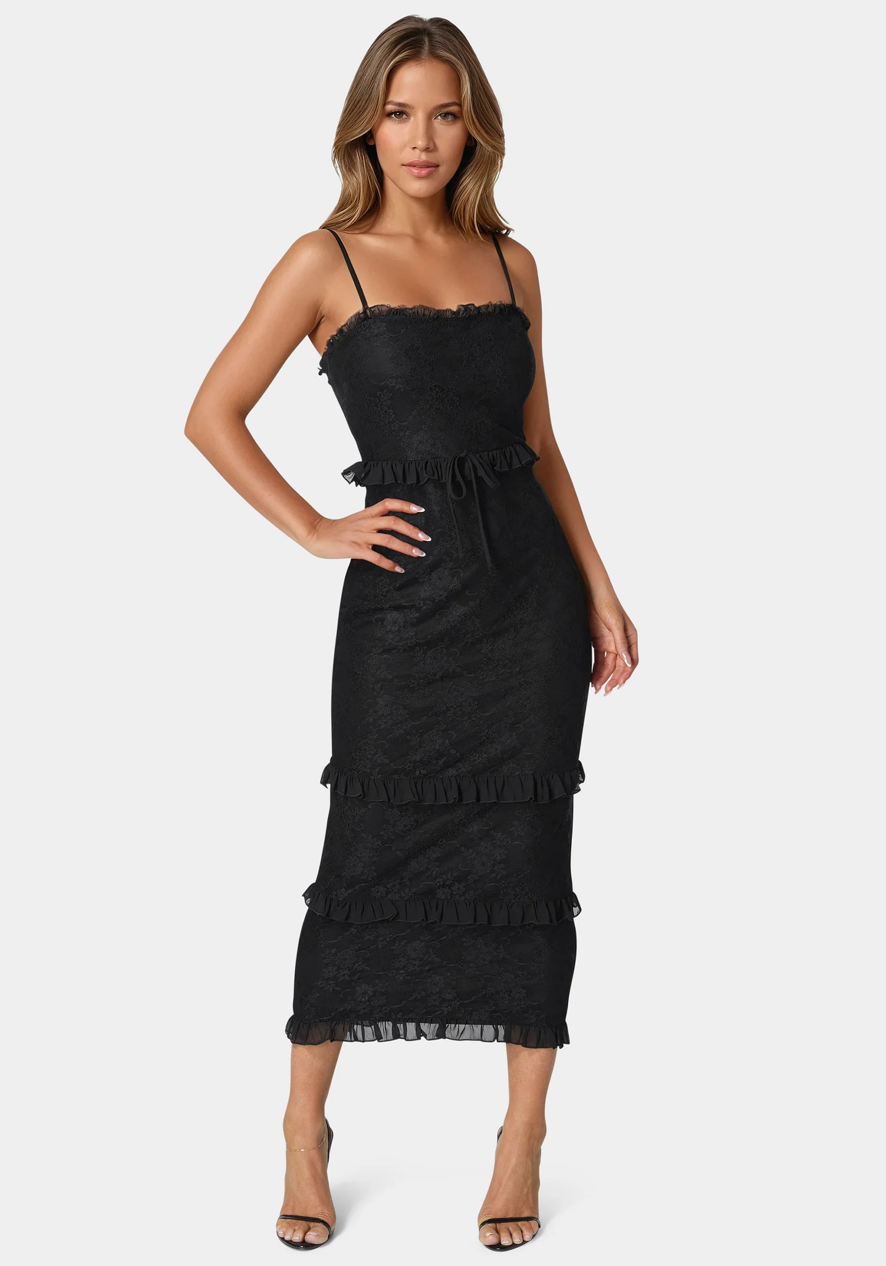 Lace Maxi With Ruffle Dress