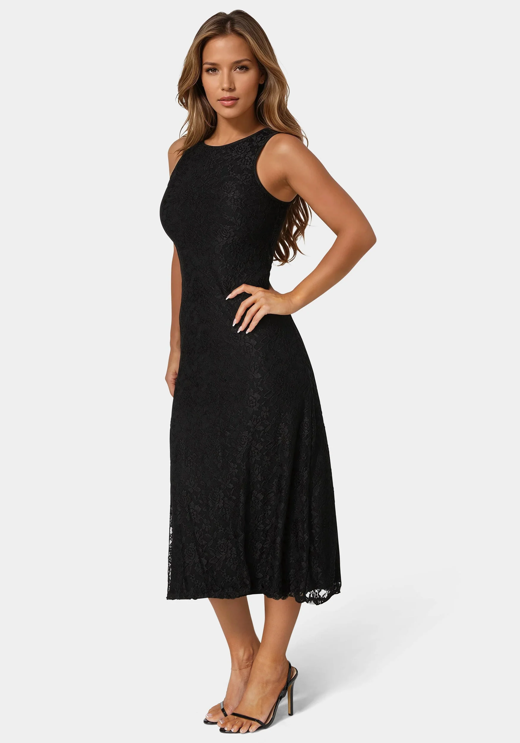 A Line Lace Midi Dress