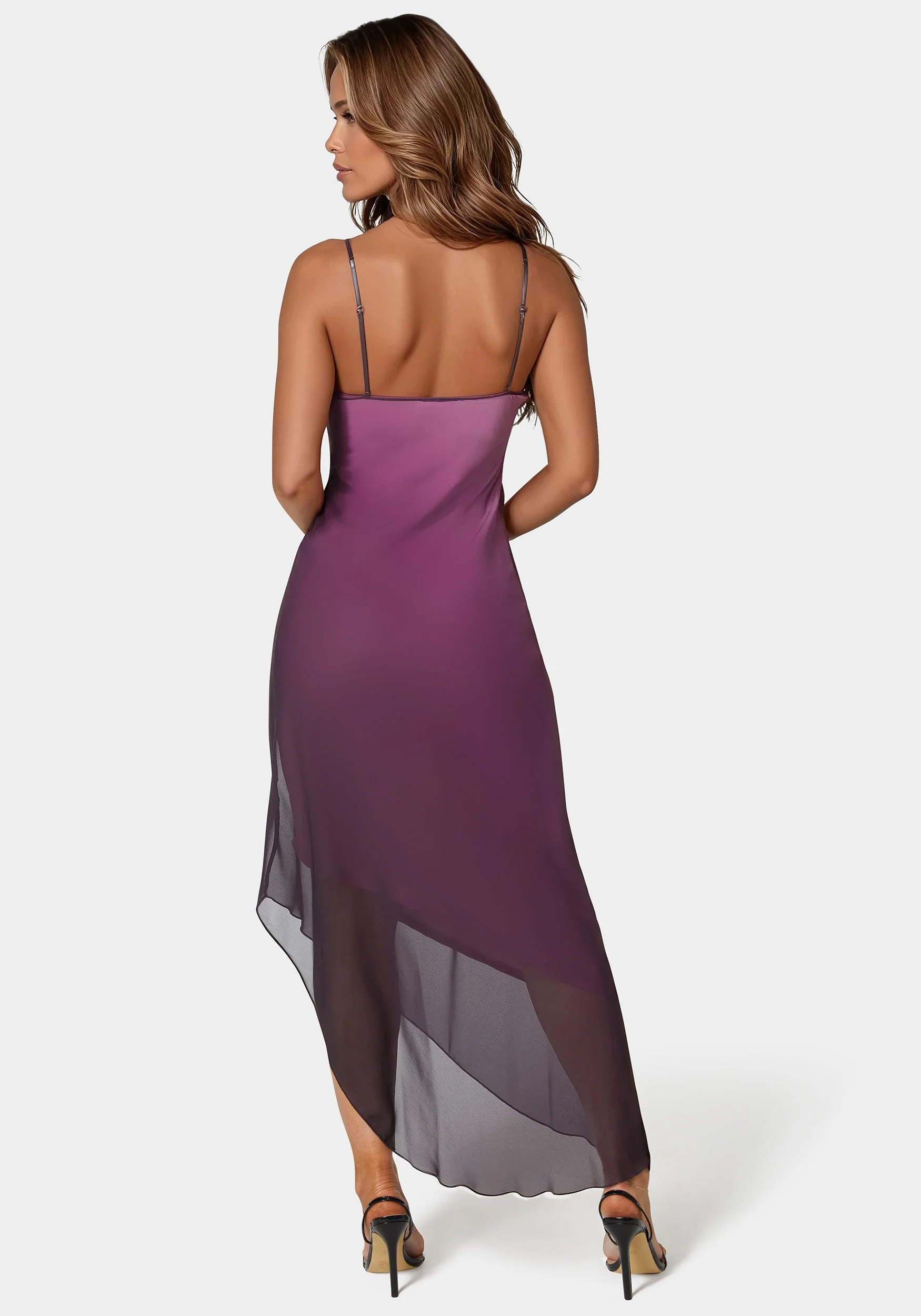 Ombre Chiffon Cowl Dress