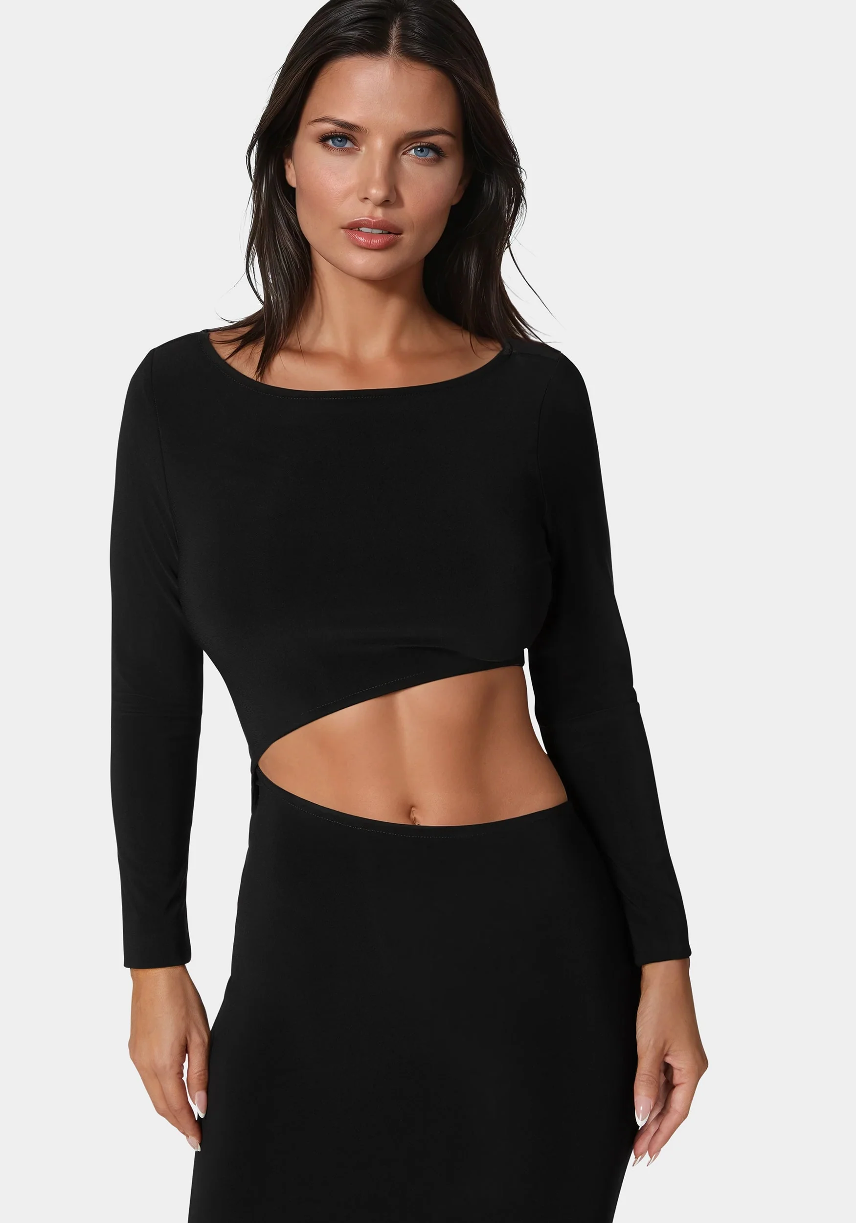 Asymmetric Cut Out Long Sleeve Maxi Dress