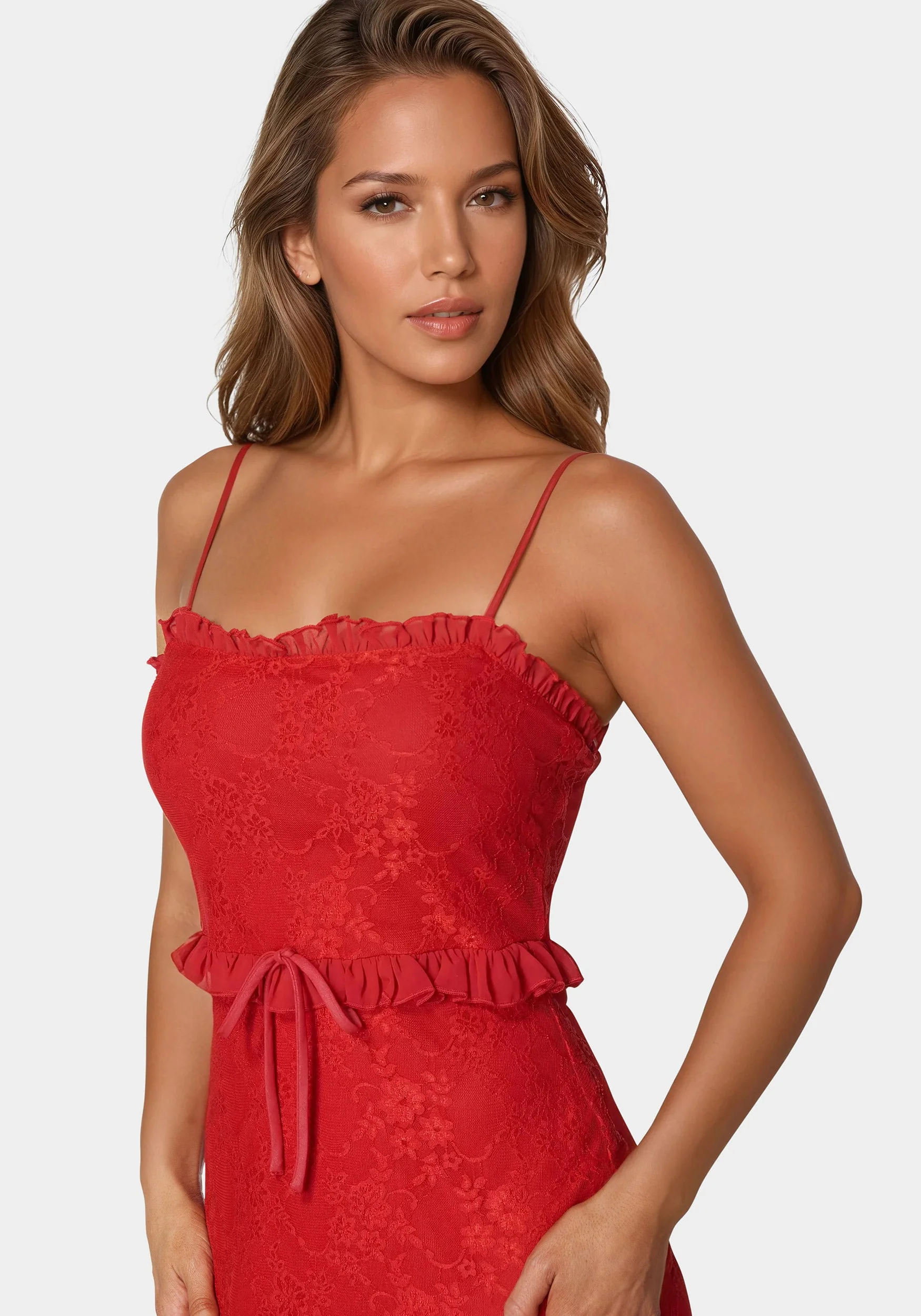 Lace Maxi With Ruffle Dress