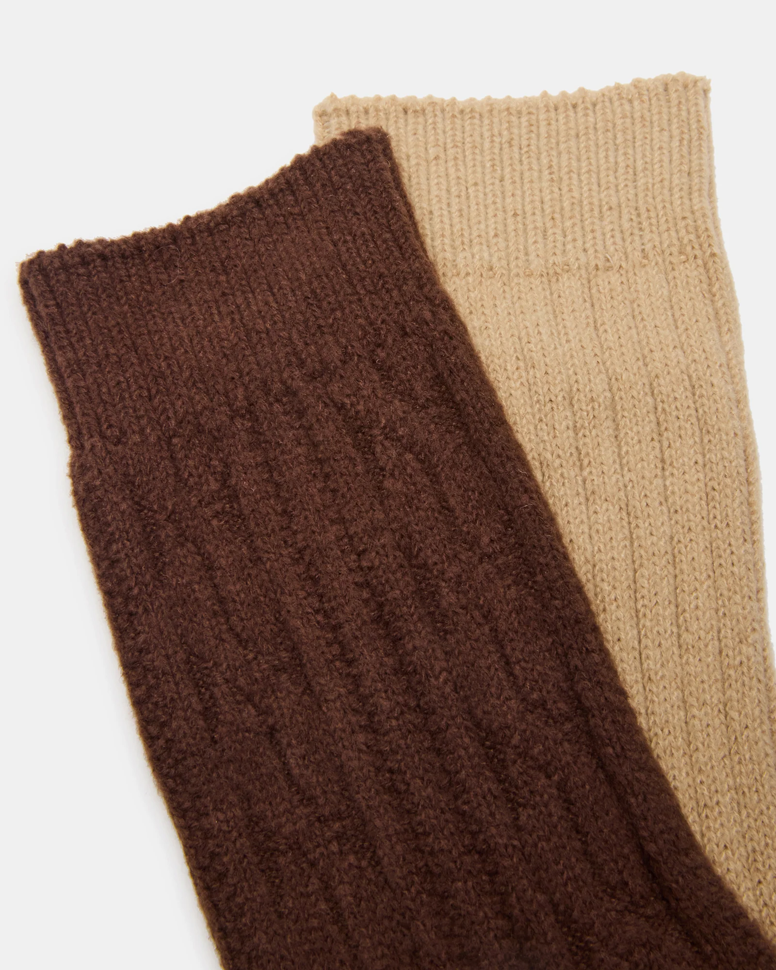 2 Pack Cable Texture Boot Socks Brown