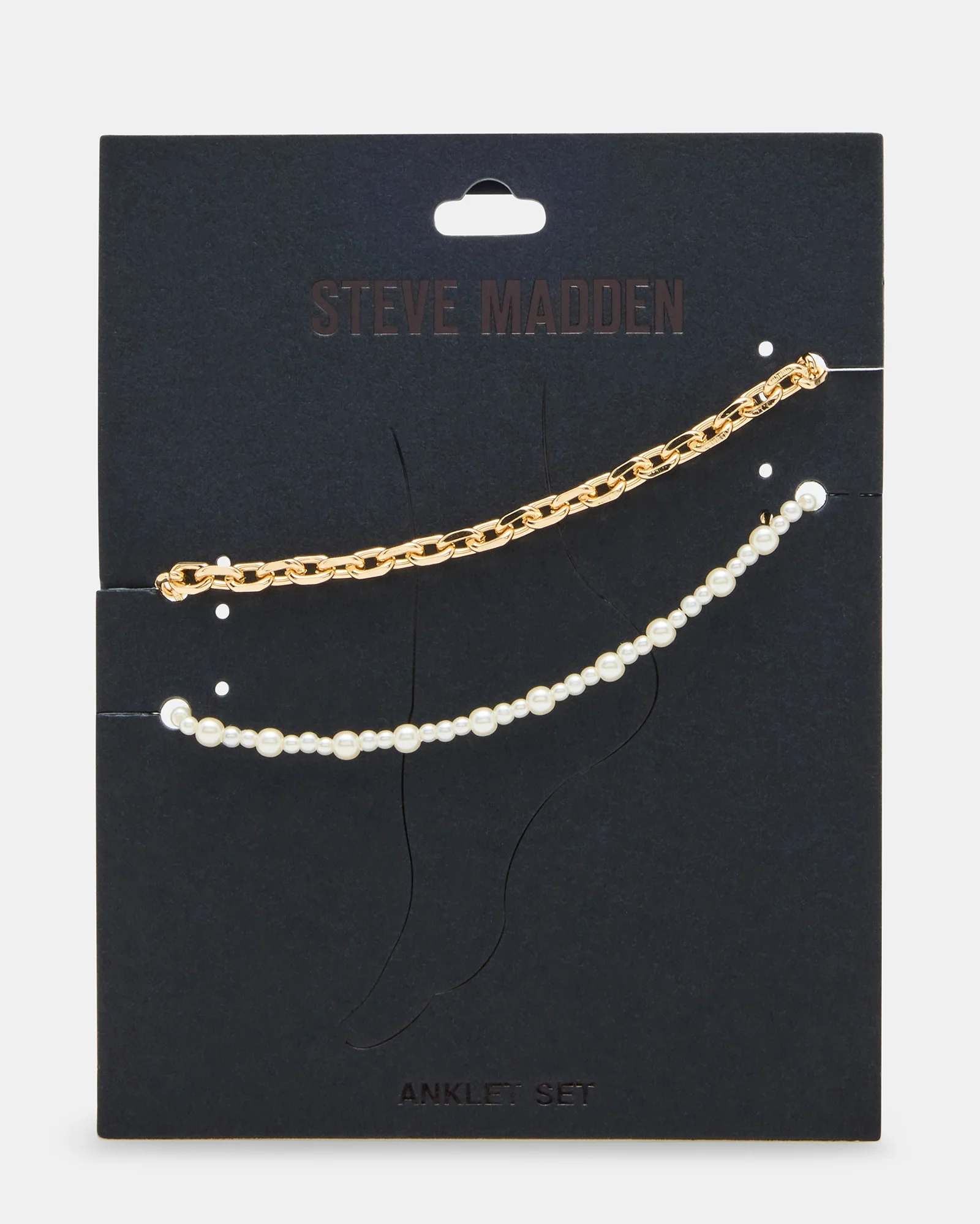 2-Piece Pearl Chain Anklet Set