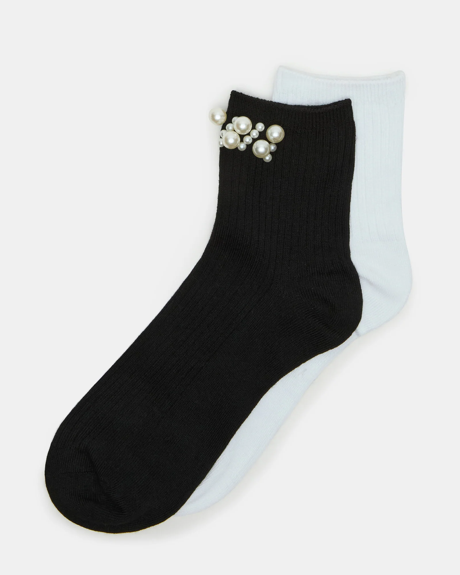 2 Pack Pearl Anklet Socks Black Multi