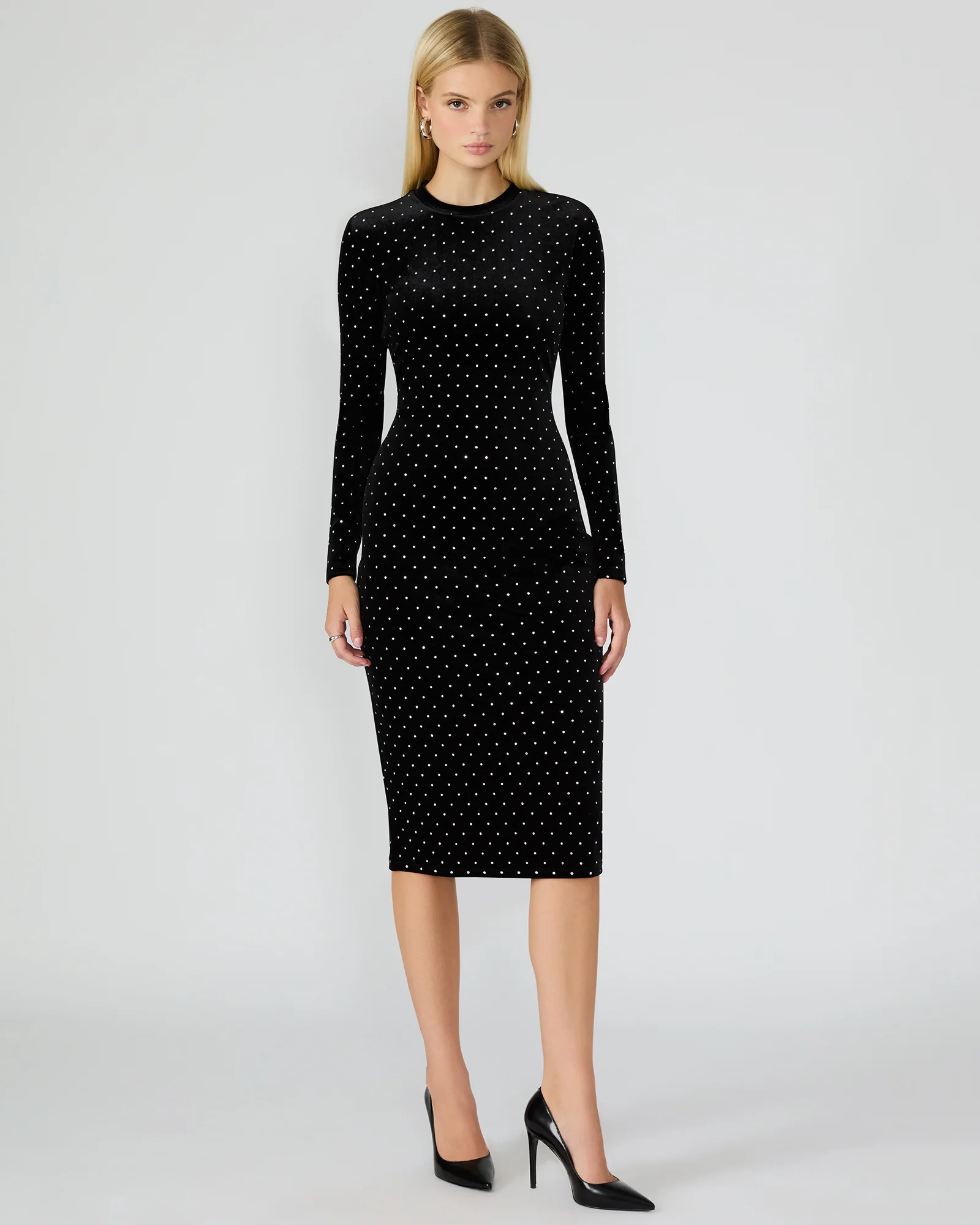 Hailee Studded Velvet Dress Black