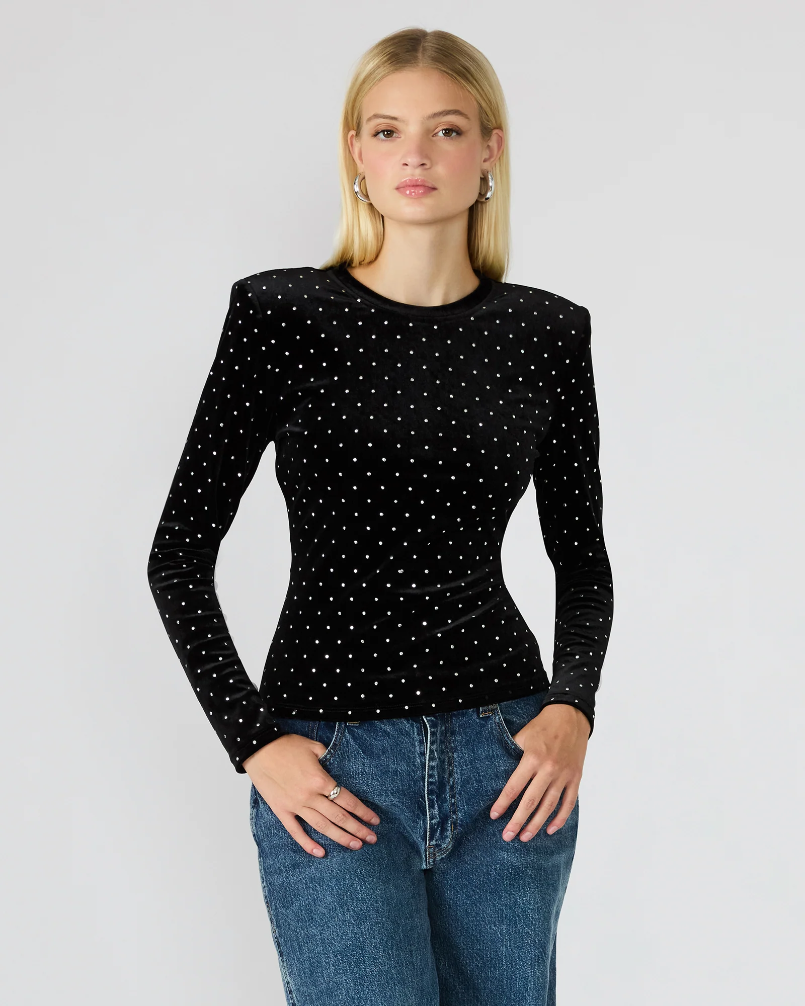 Madilyn Studded Velvet Top Black