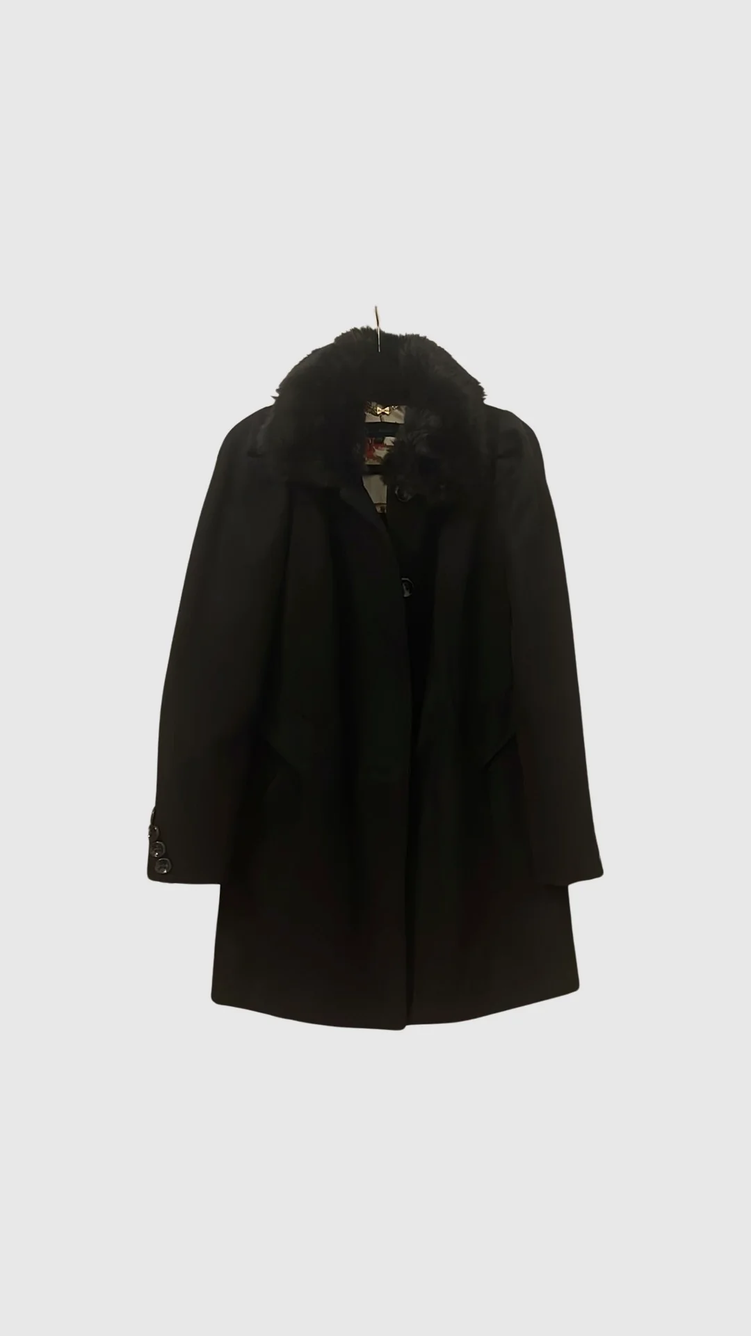 Black Coat With Removable Faux Fur Collar - Sm Rebooted