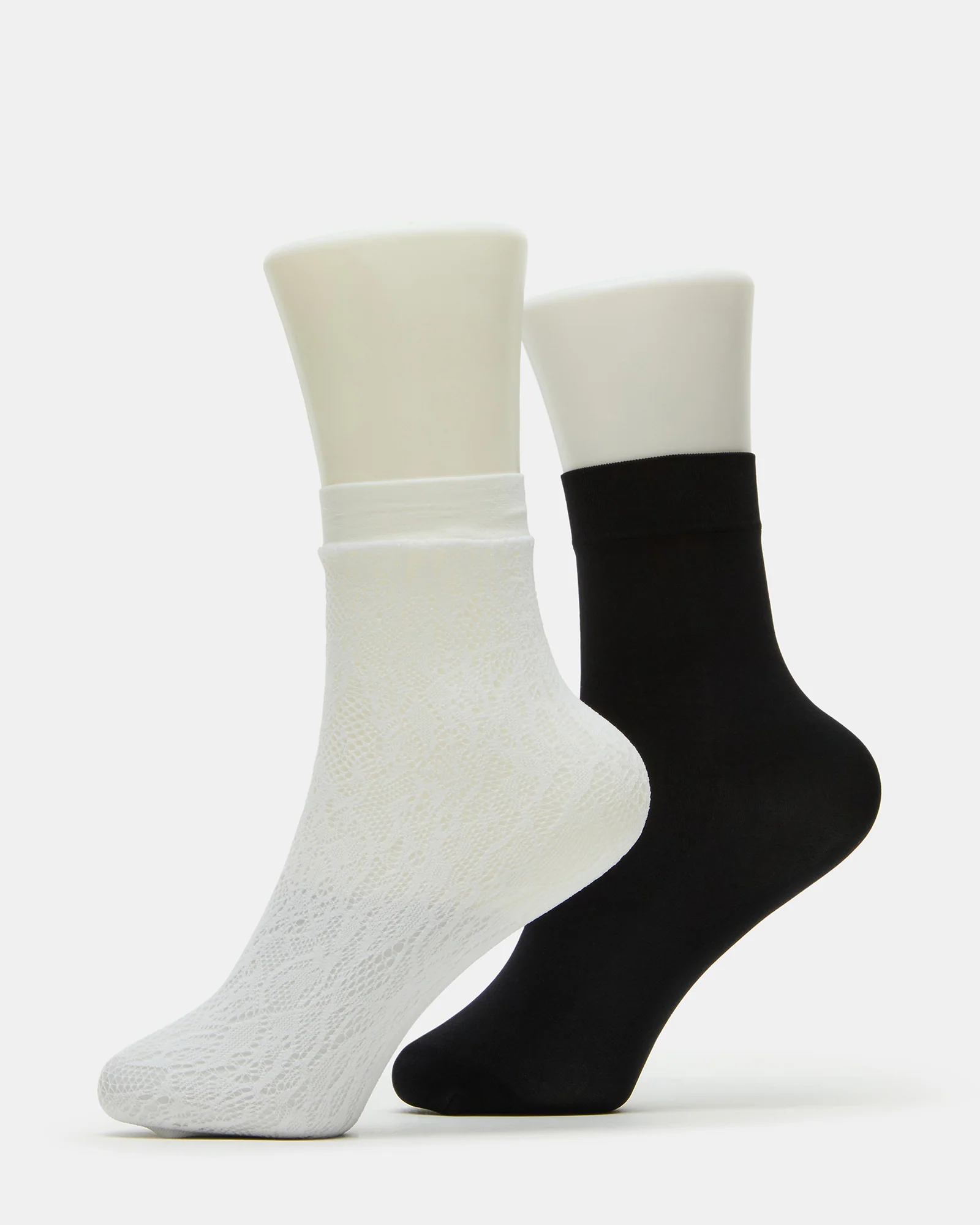 2 Pack Lace Anklet Socks White