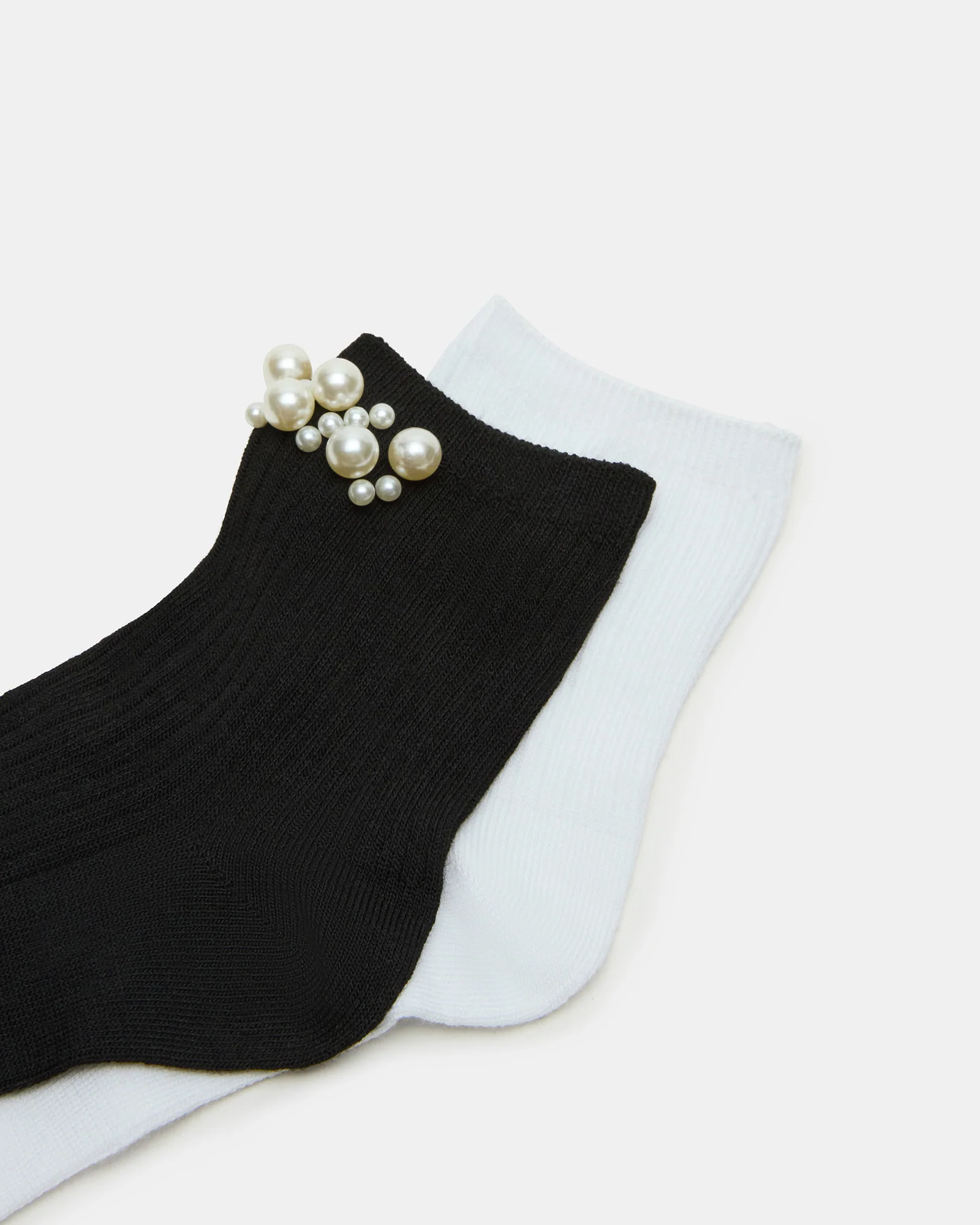 2 Pack Pearl Anklet Socks Black Multi