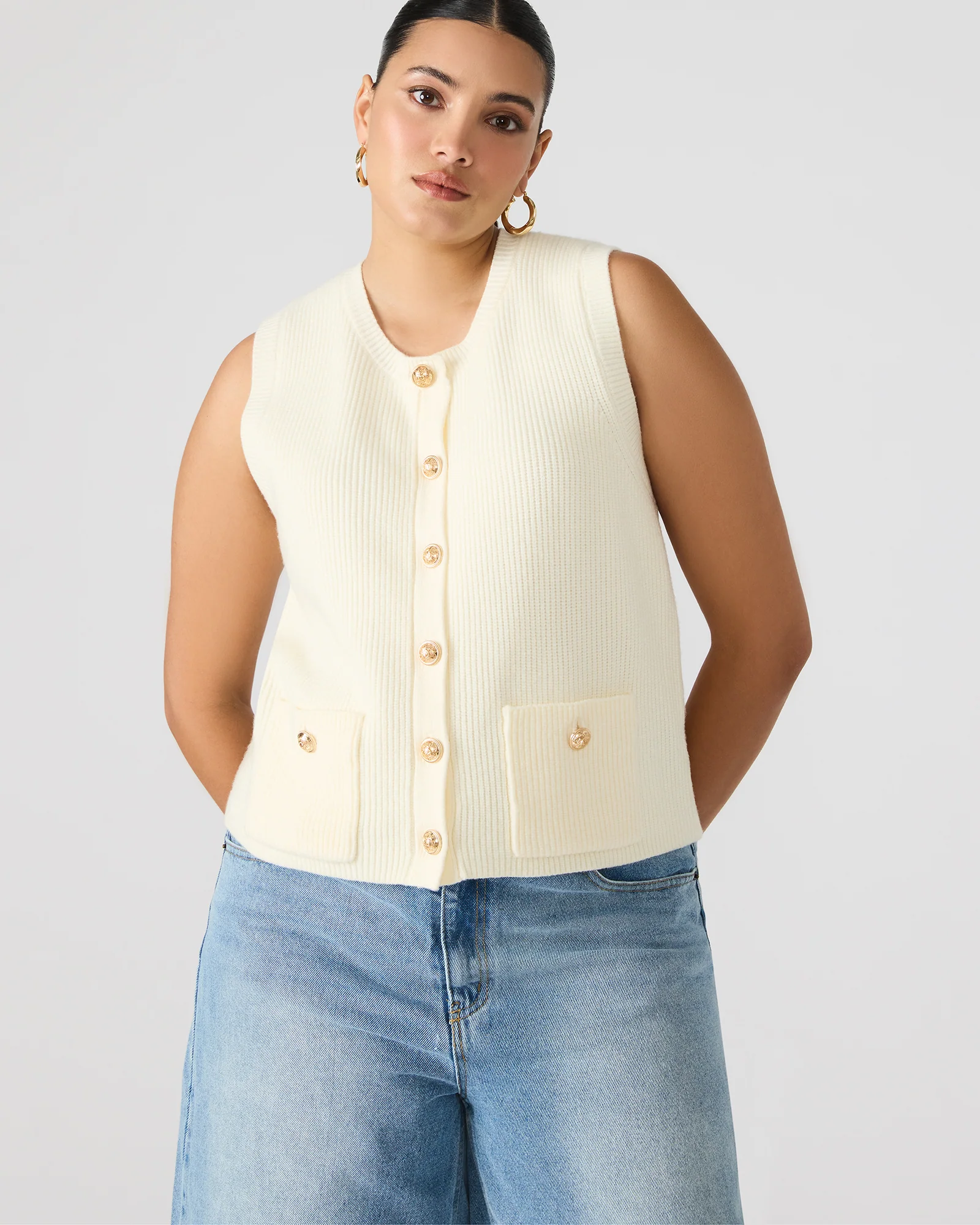 Aliya Sweater Vest Cream