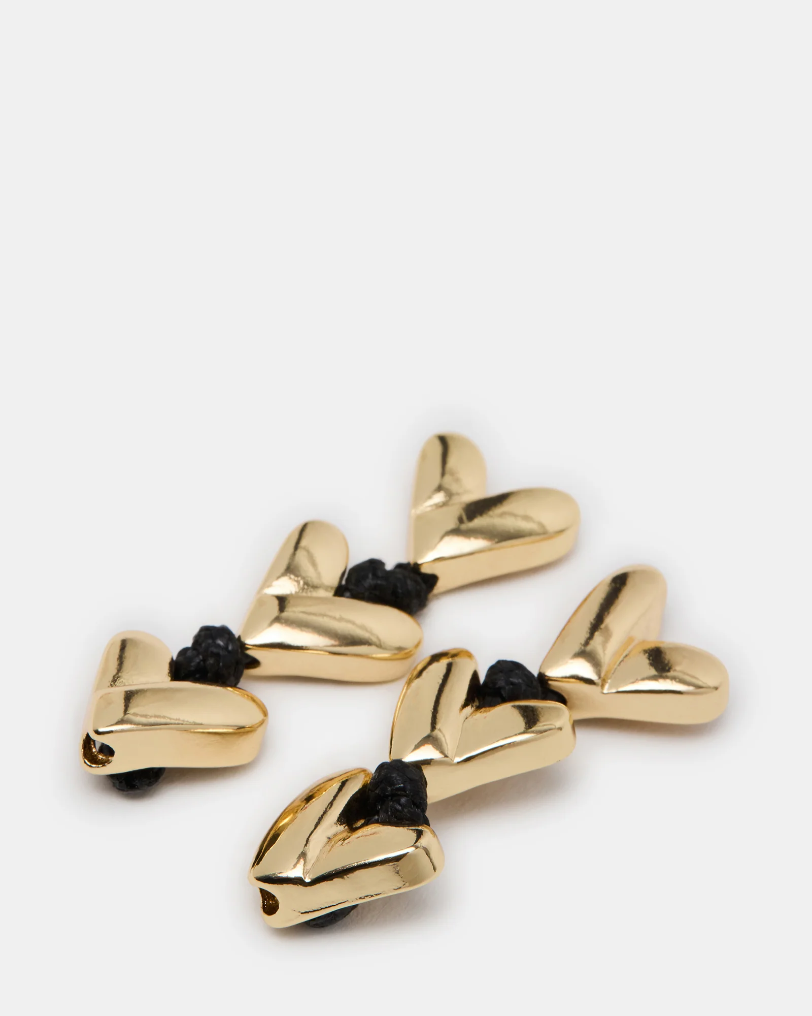 Heart Linear Earrings Black/Gold