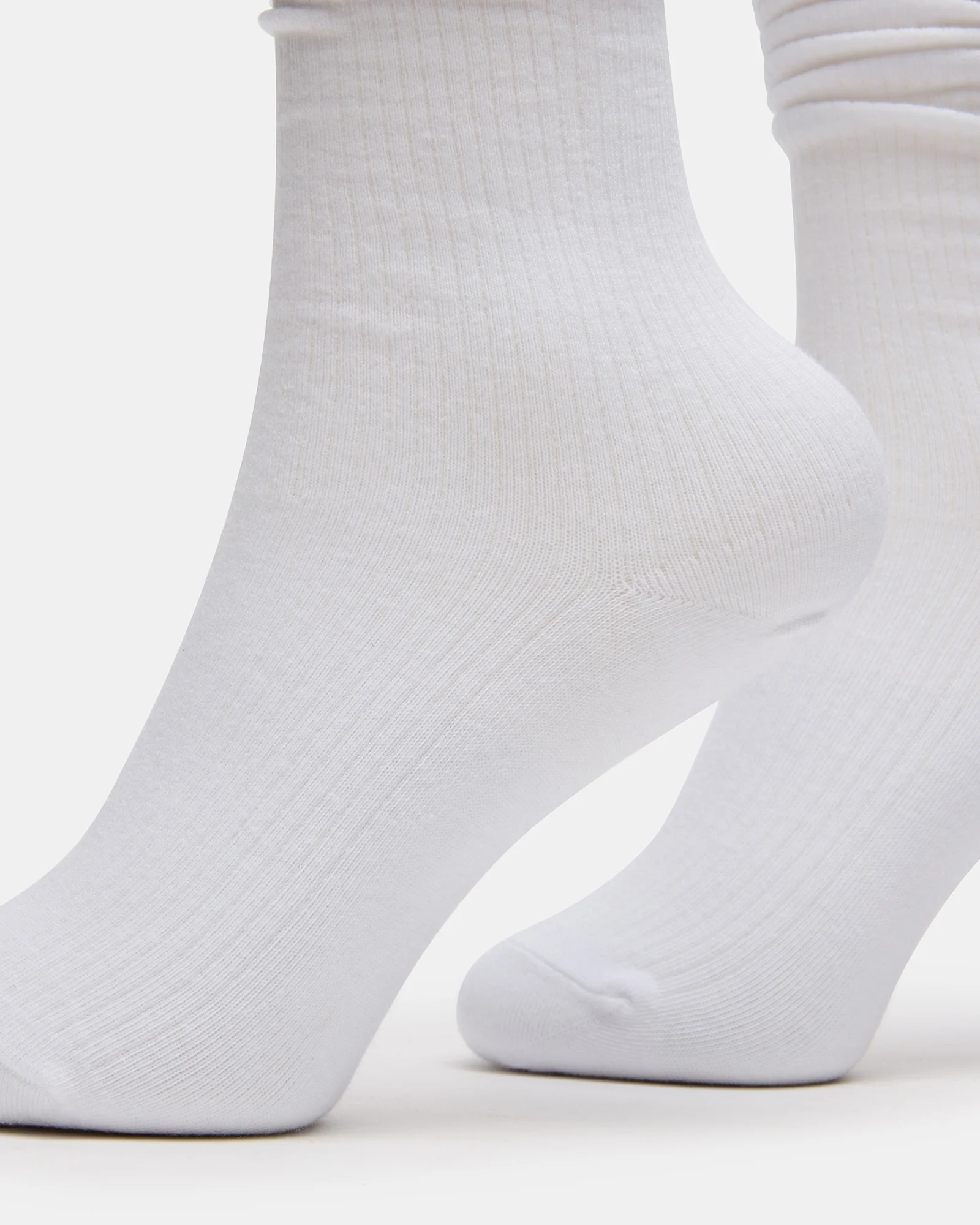 2 Pack Rib Slouch Socks White