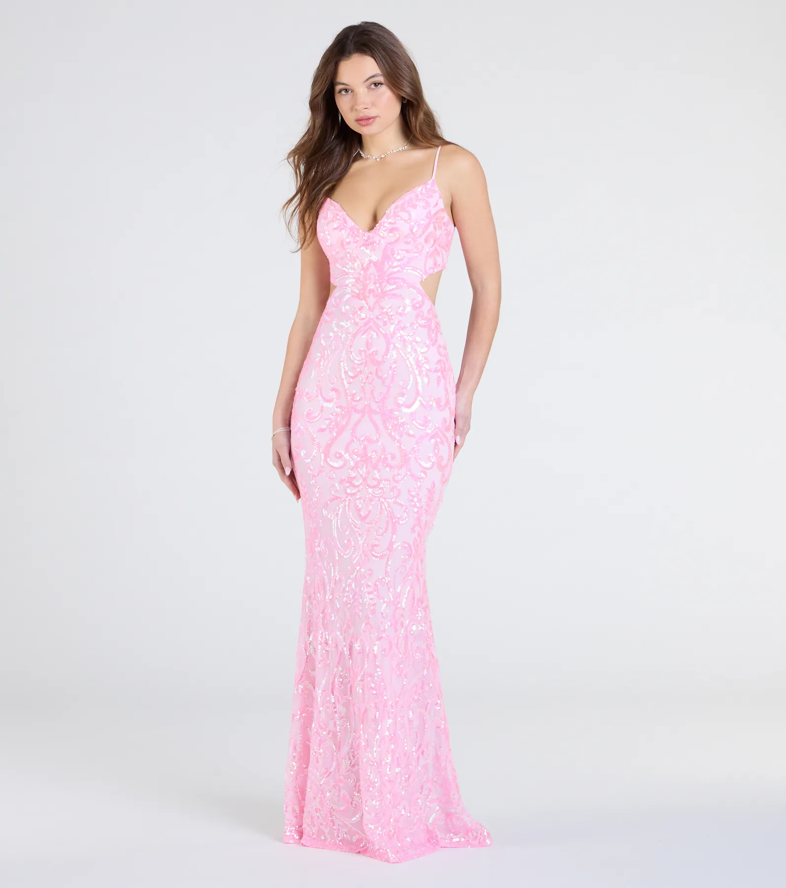 Yasmin Cutout Back Mermaid Sequin Formal Dress