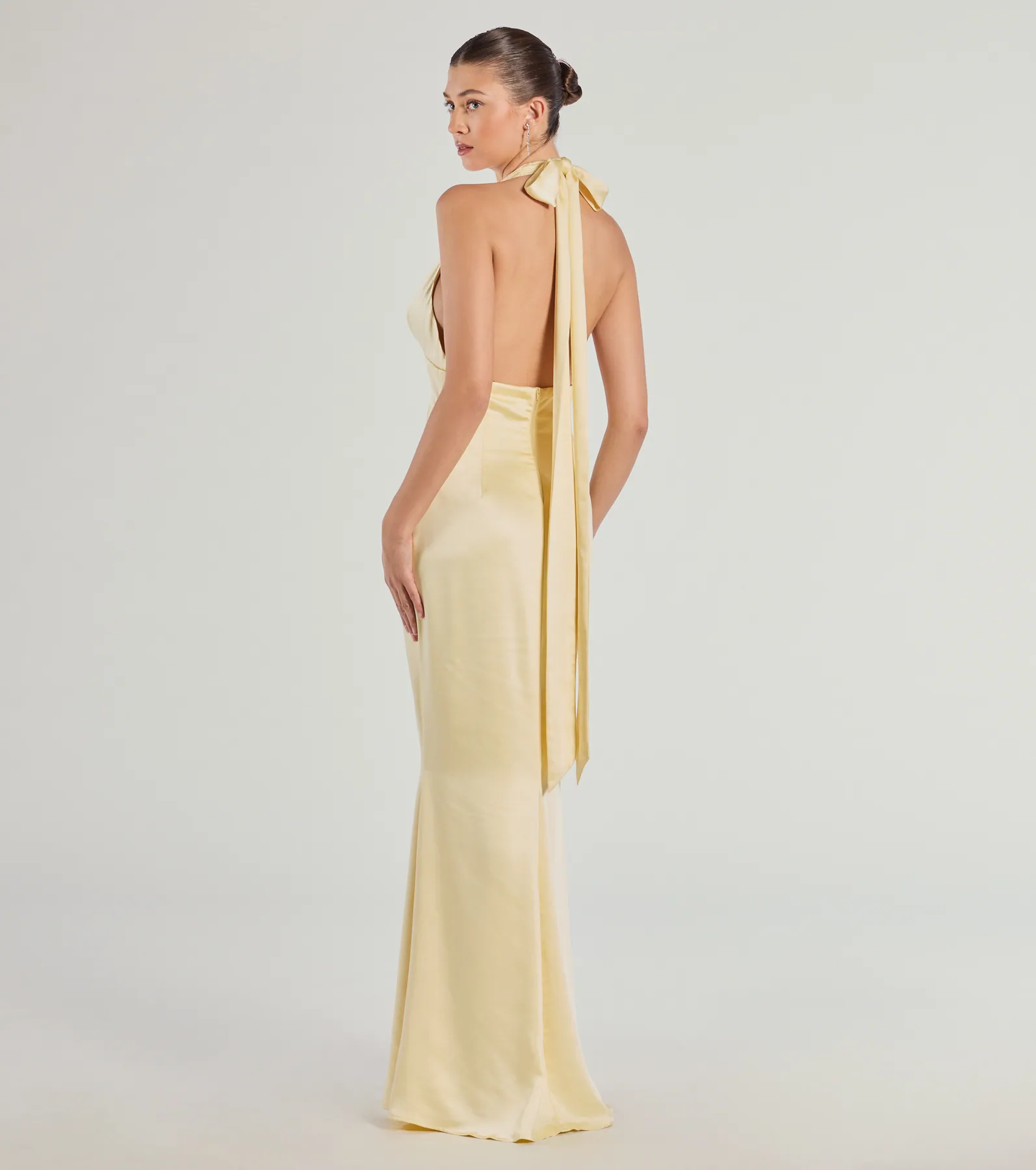 Erika Halter Satin Column Formal Dress