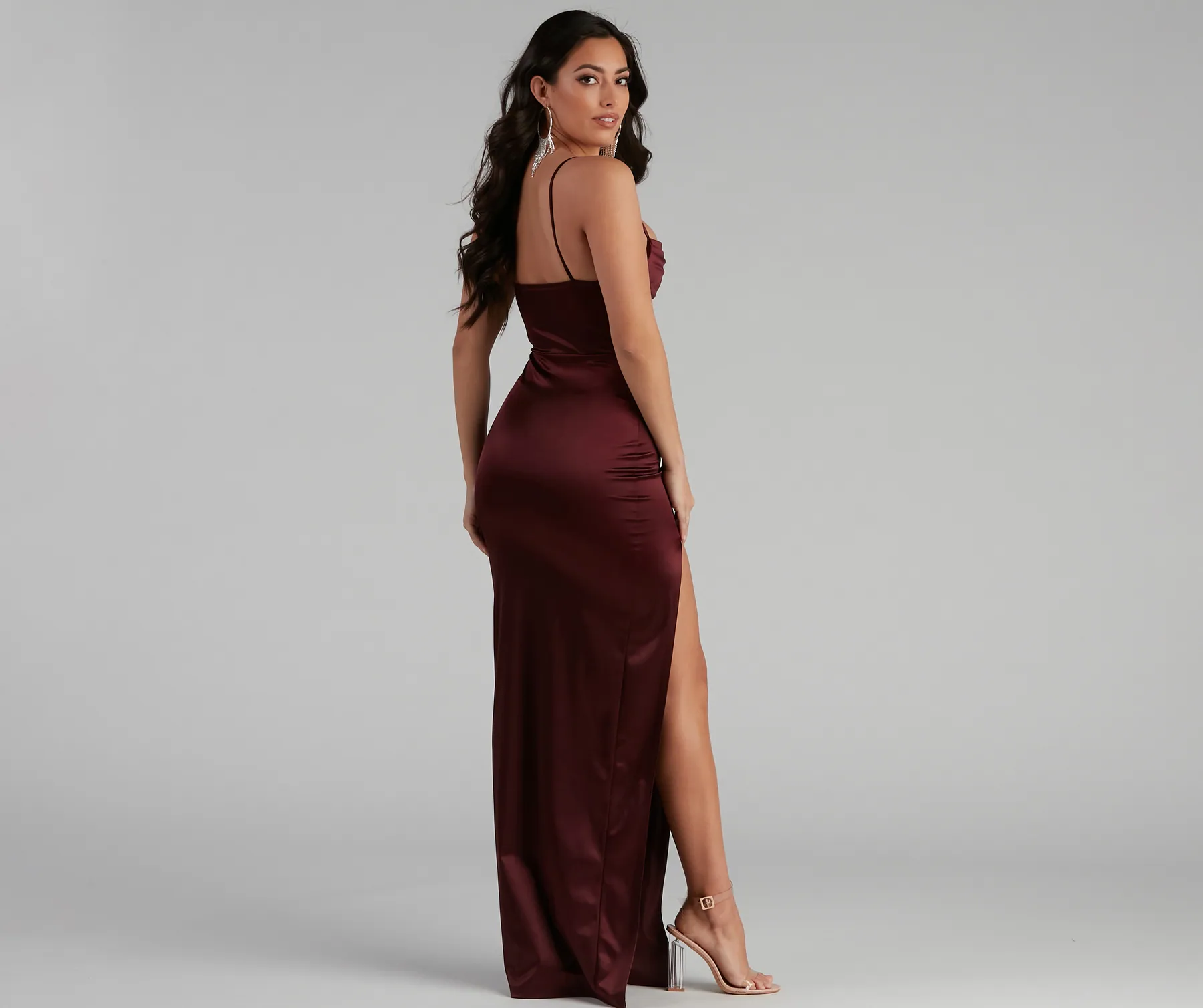 Lala High Slit Satin Formal Dress