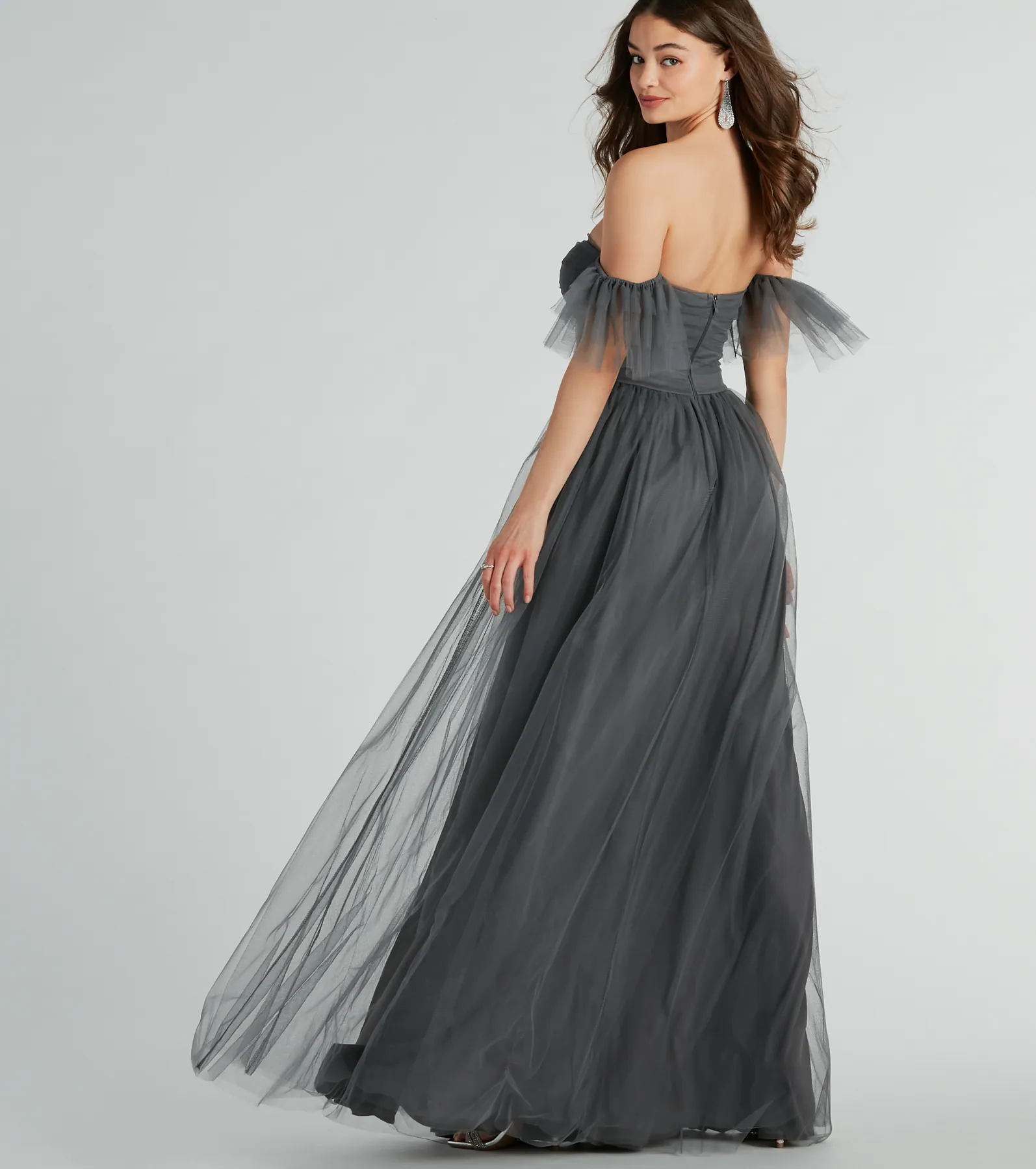 Lennyn Off-The-Shoulder A-Line Tulle Formal Dress