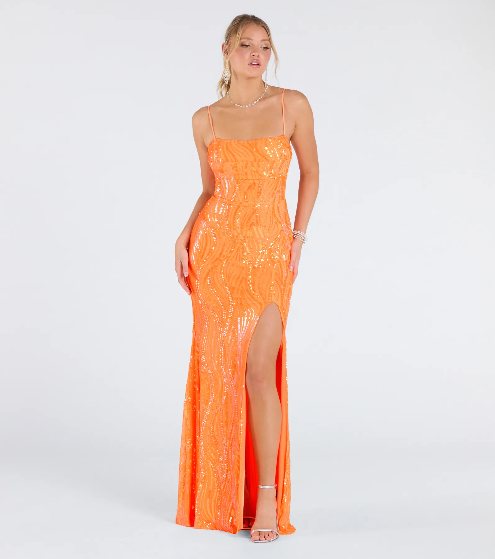 Ashleigh Lace-Up Corset Sequin Formal Dress