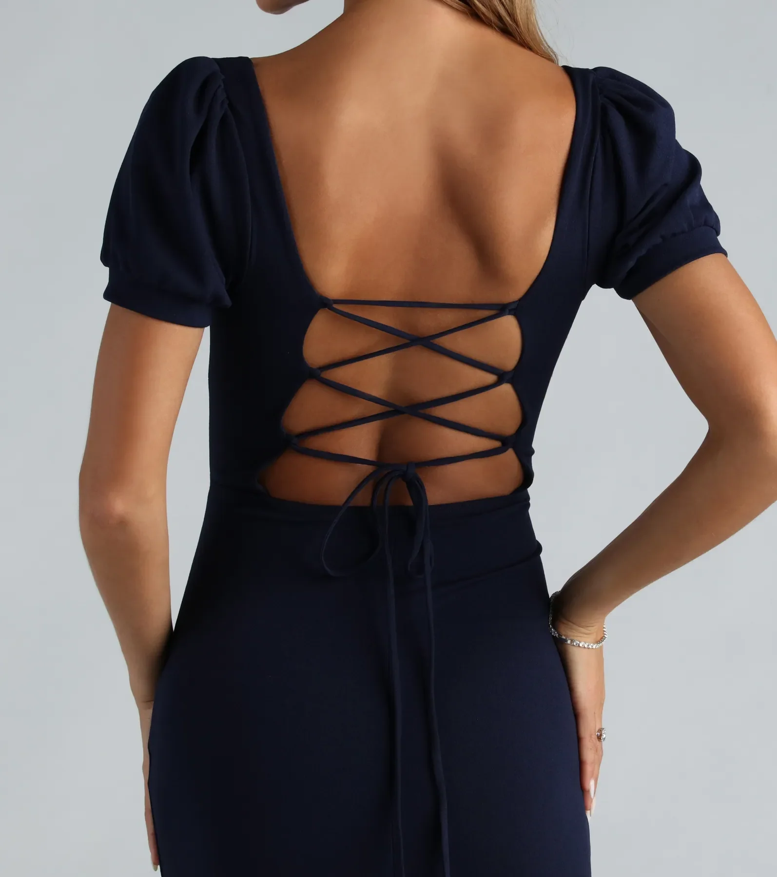 Denali Formal Puff Sleeve Long Dress