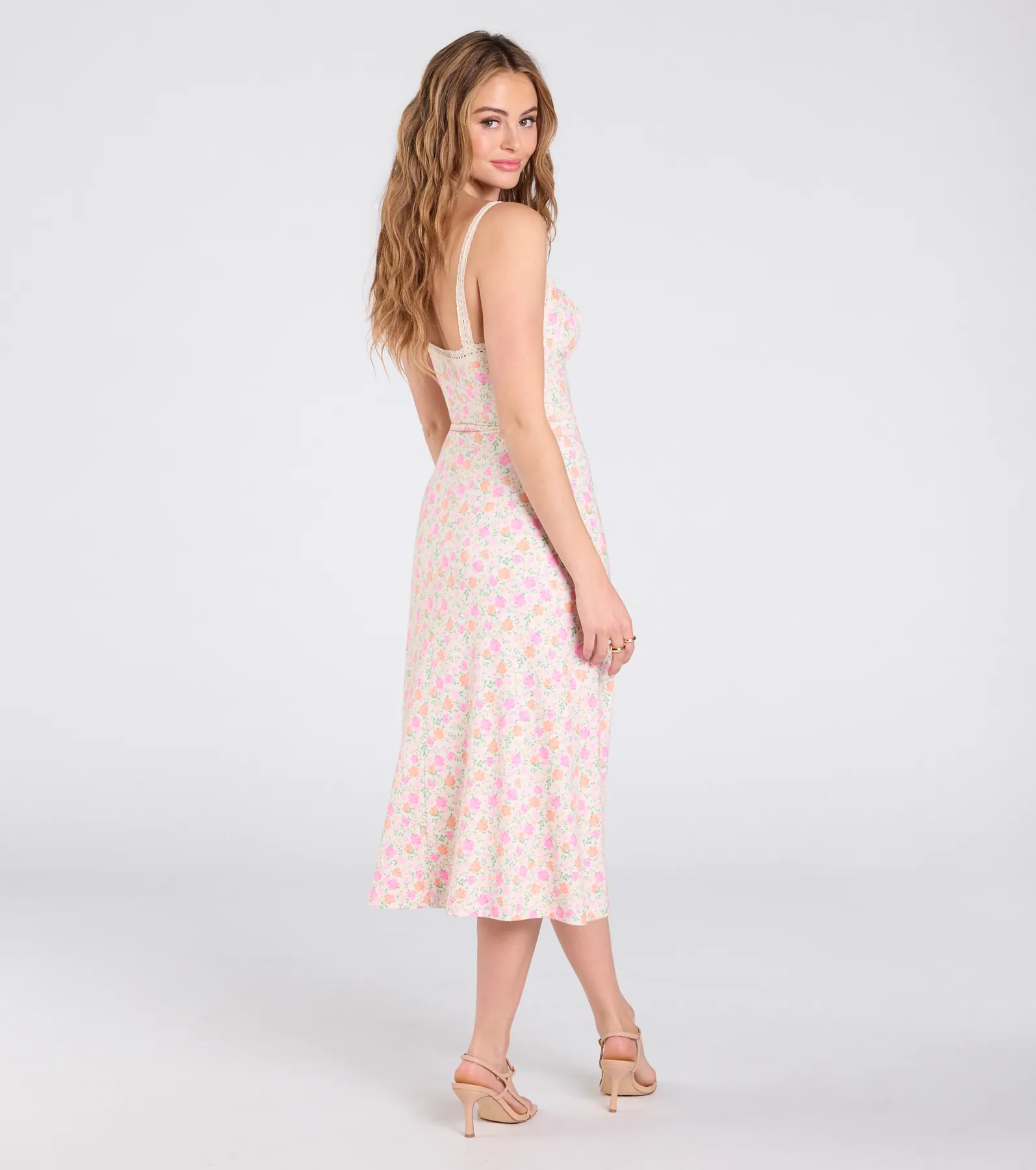 Darling Vibe Ditsy Floral A-Line Midi Dress