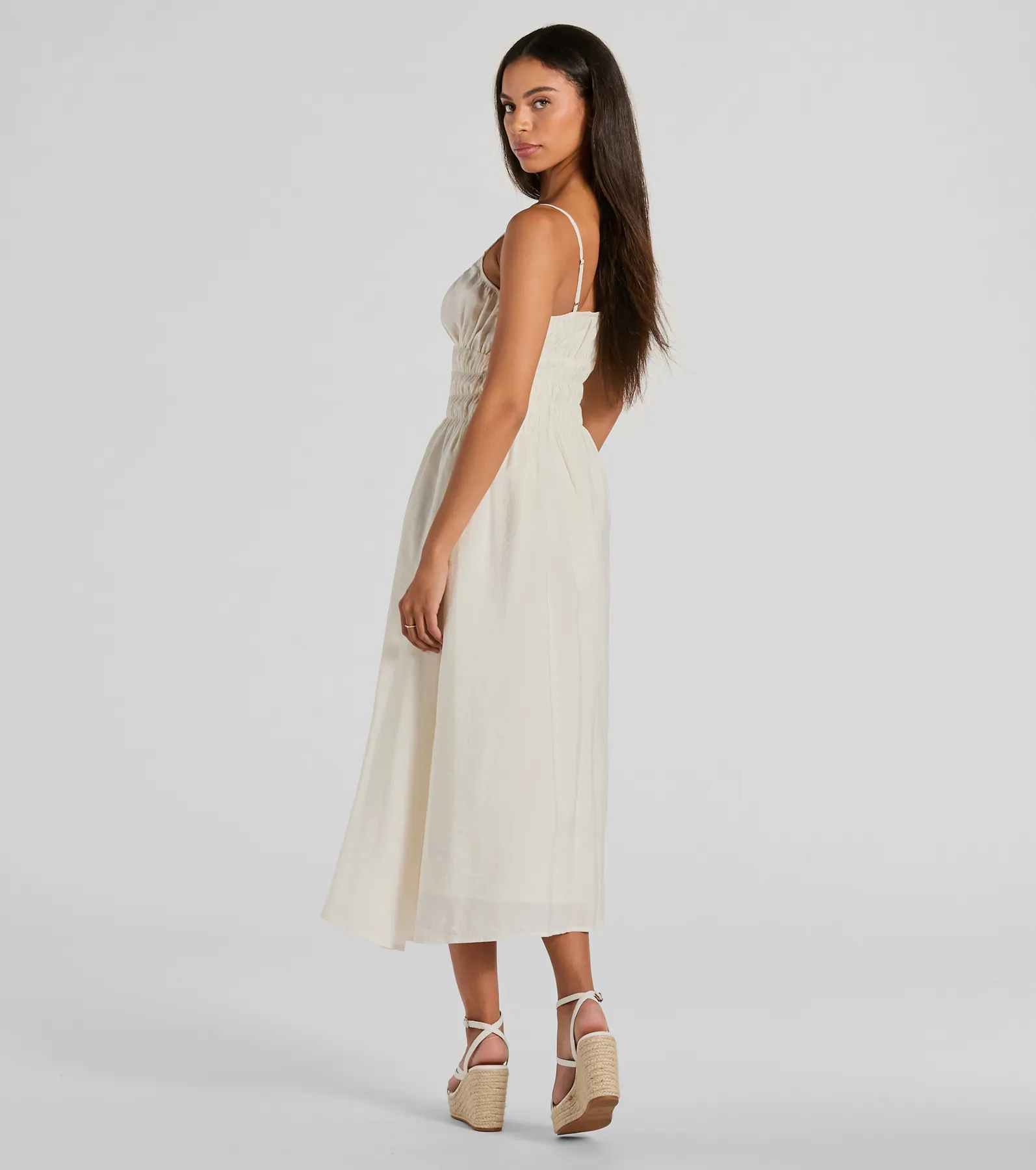 Best Feeling Scoop Neck Cutout A-Line Midi Dress
