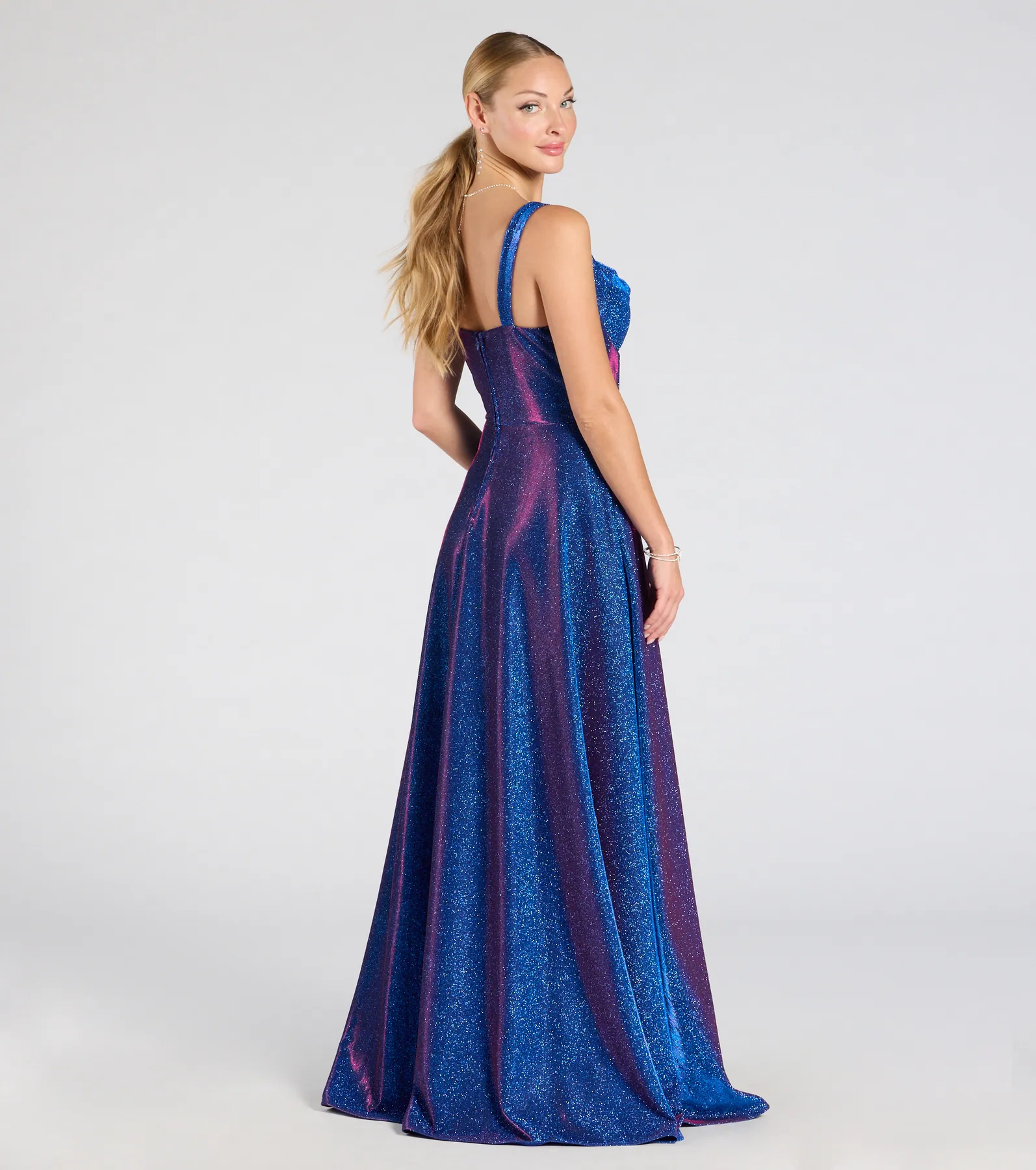 Clarence Corset Slit Glitter A-Line Formal Dress